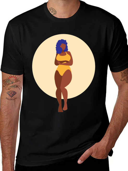 Black Graphic Tee - Curvy Woman Art Print