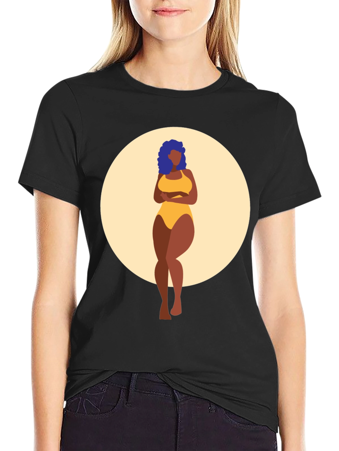 Black Graphic Tee - Curvy Woman Art Print