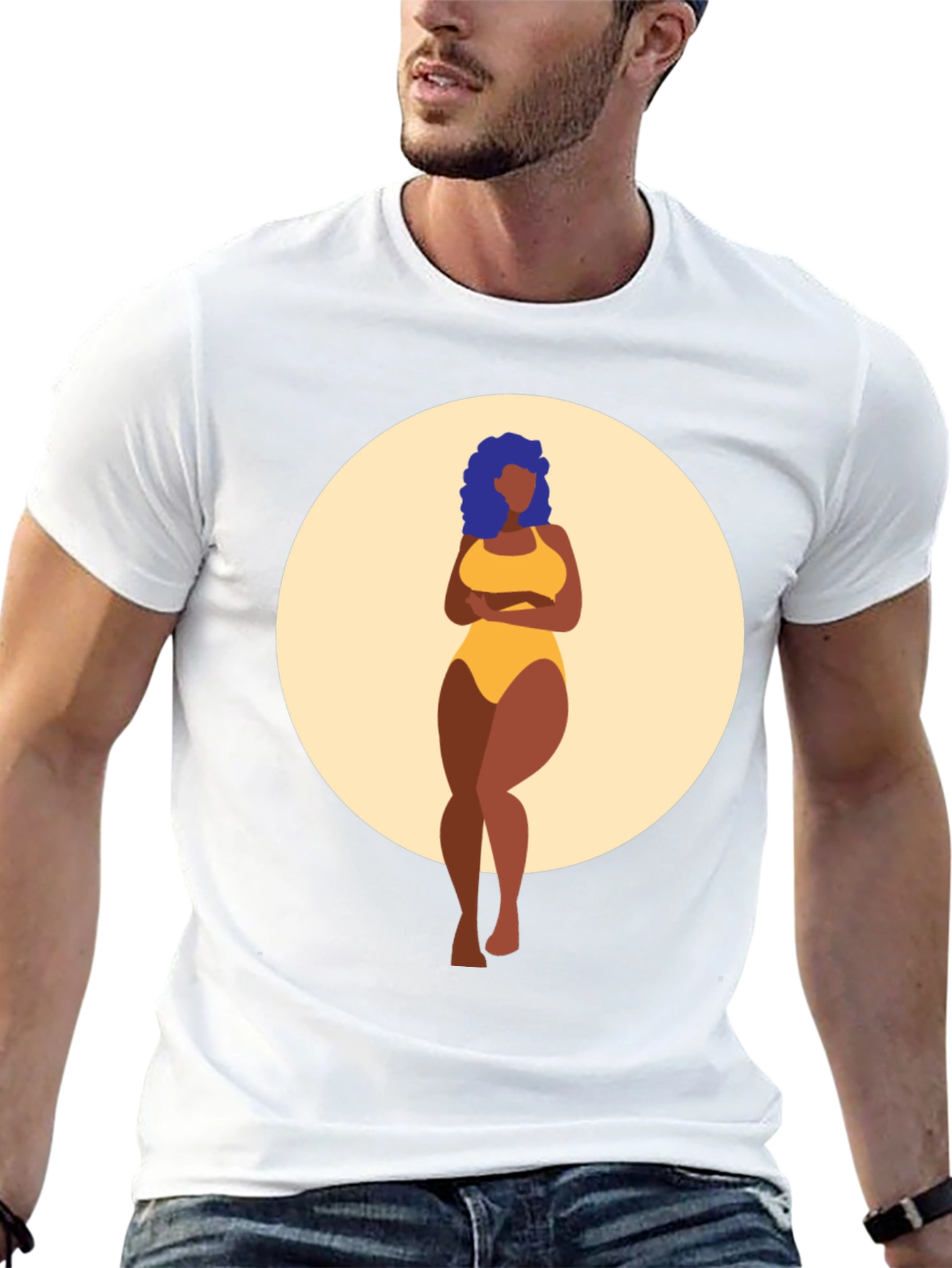 Black Graphic Tee - Curvy Woman Art Print
