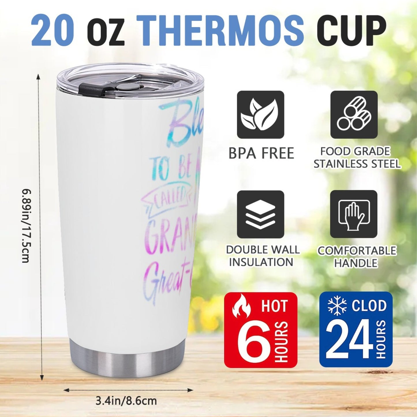 Picnic-Friendly Insulated Graphic Tumbler - Stainless Steel Reusable Cup