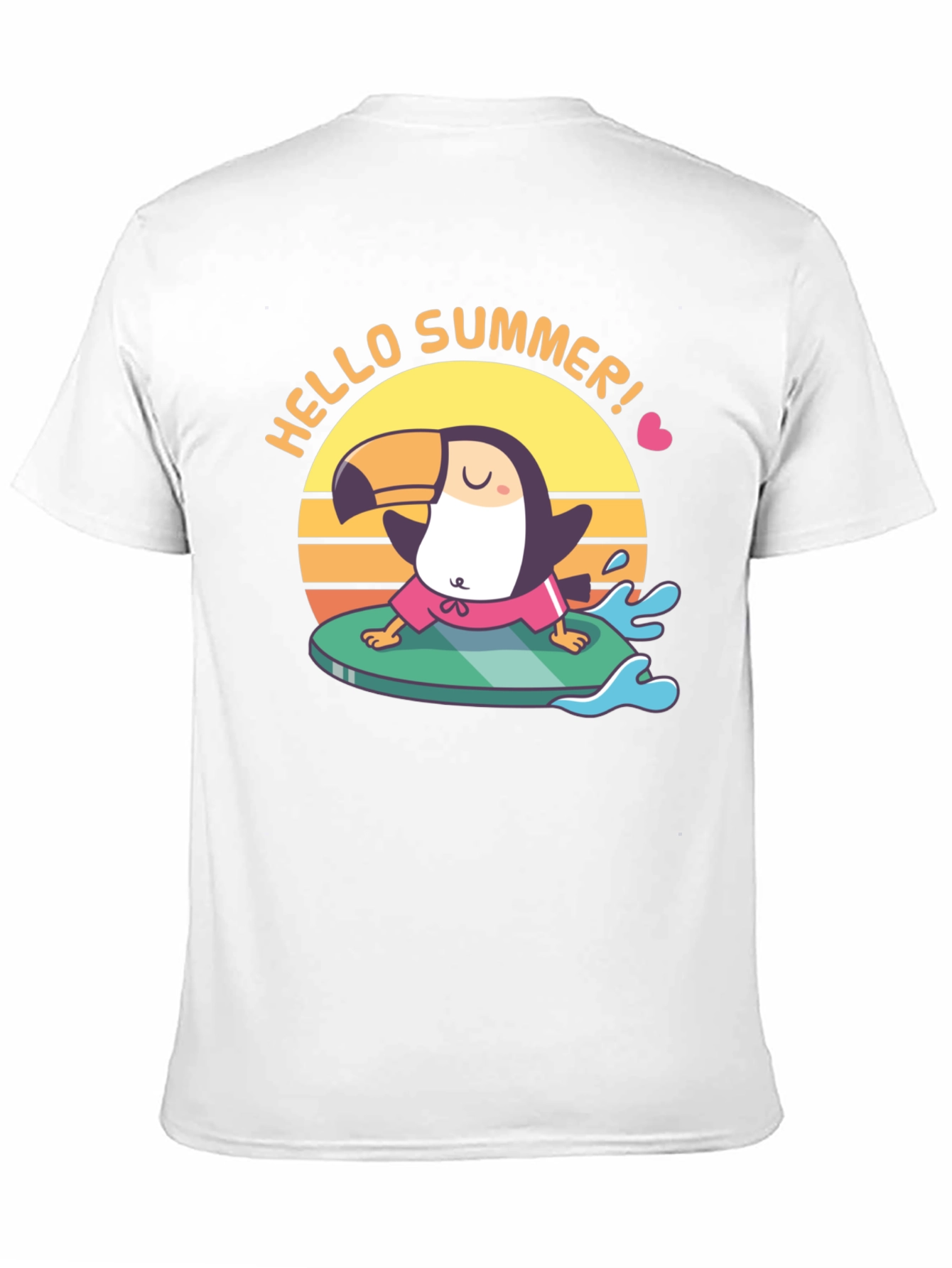 Hello Summer! T-Shirt Surfing Toucan Design