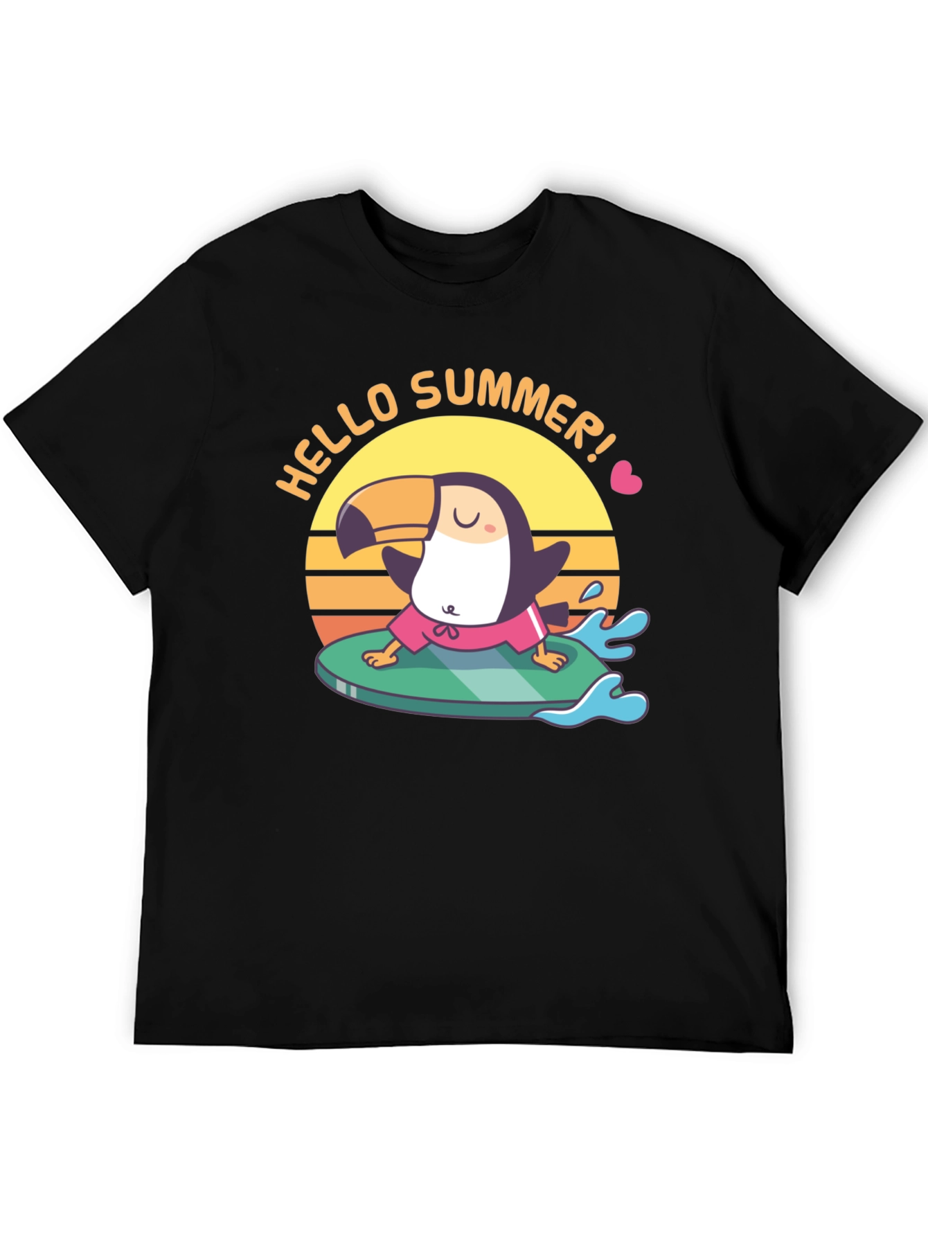 Hello Summer! T-Shirt Surfing Toucan Design