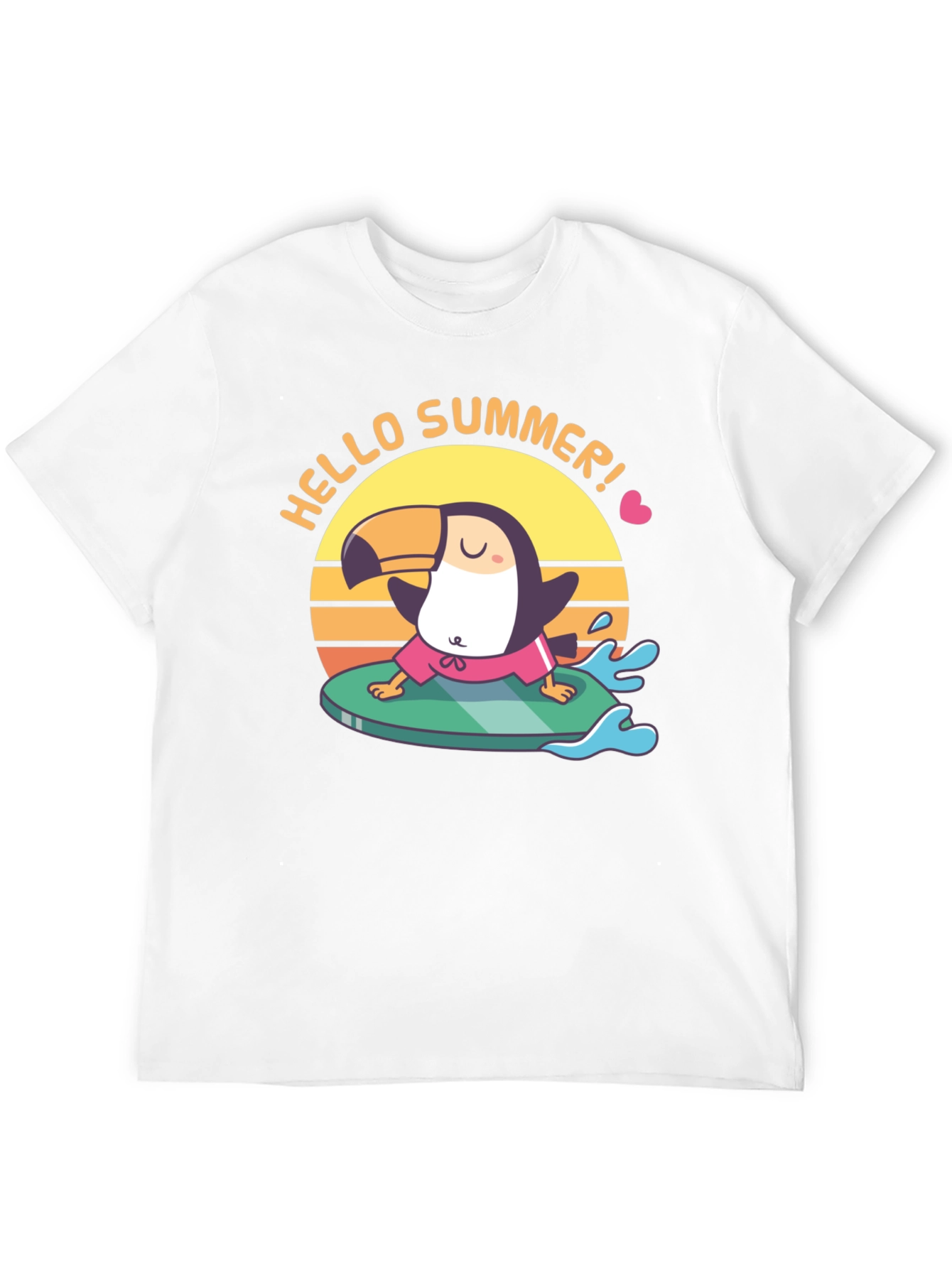 Hello Summer! T-Shirt Surfing Toucan Design