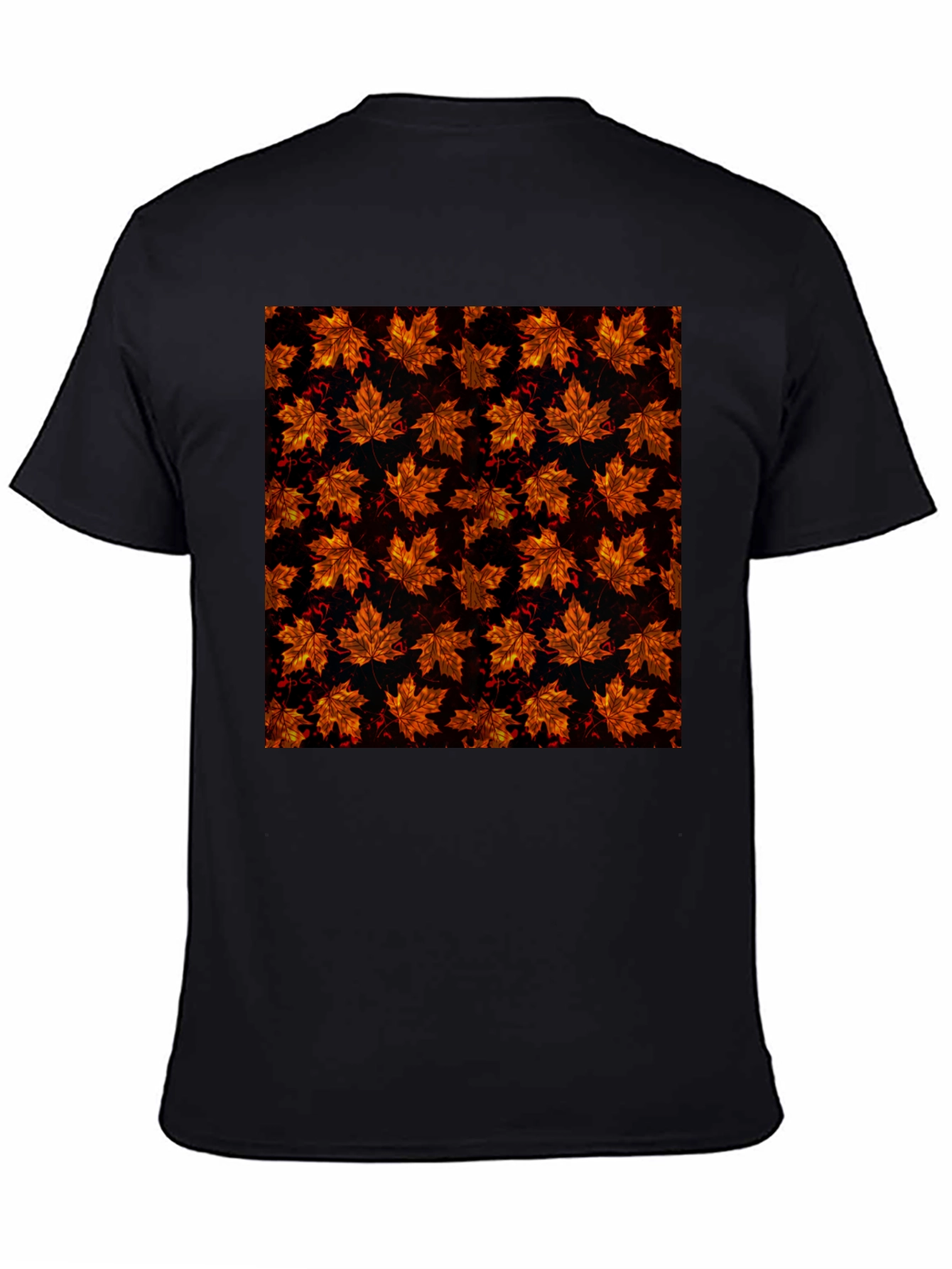 Autumn Leaf Print Black T-Shirt