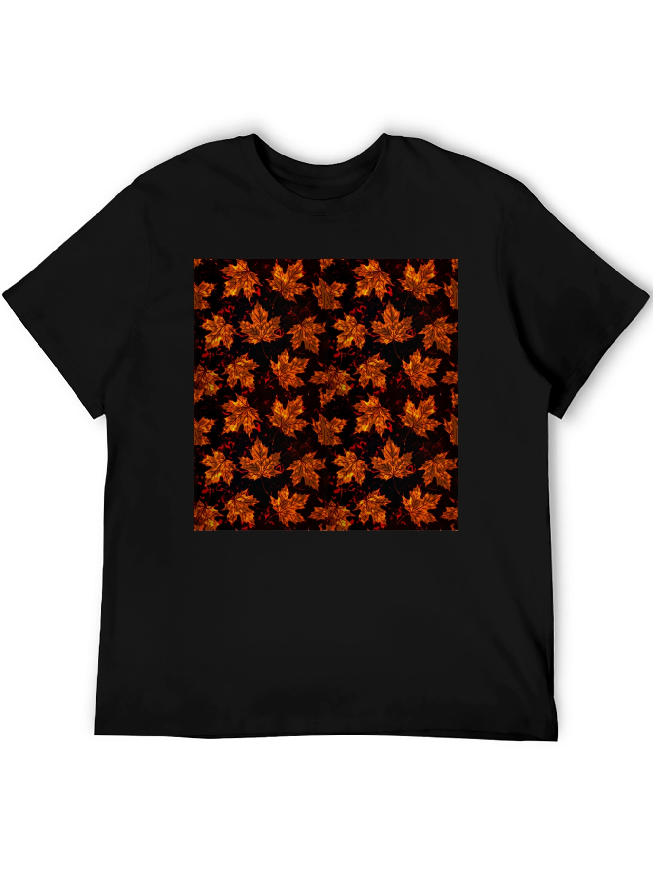Autumn Leaf Print Black T-Shirt