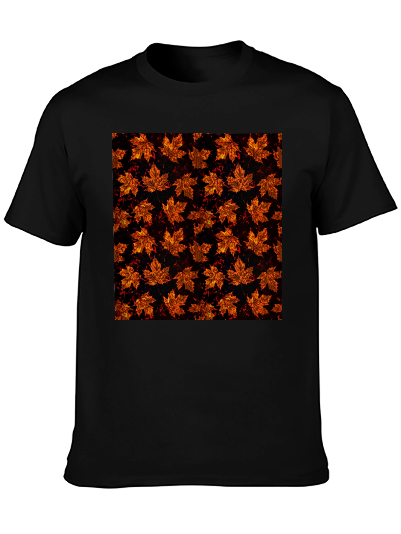 Autumn Leaf Print Black T-Shirt