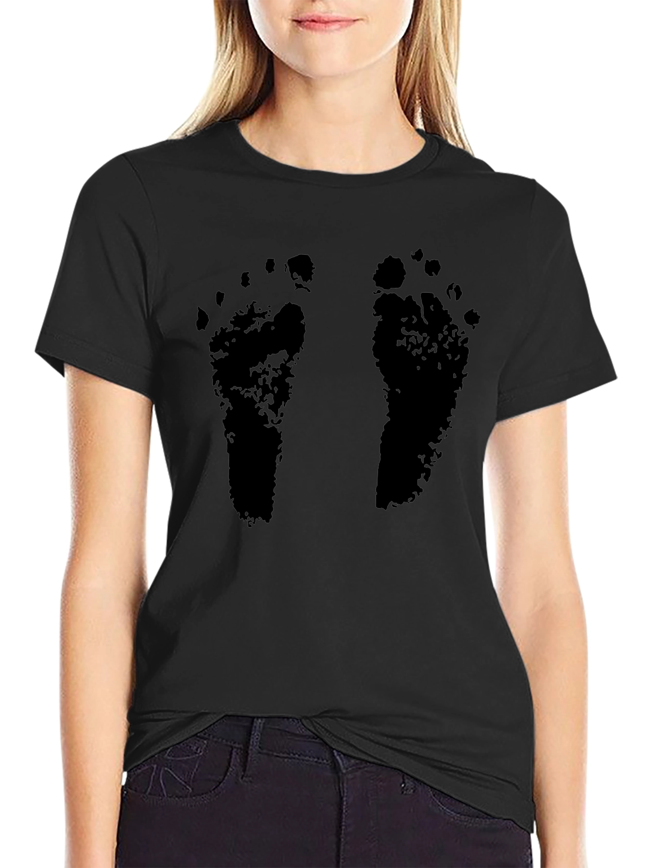 Barefoot Print Black T-Shirt