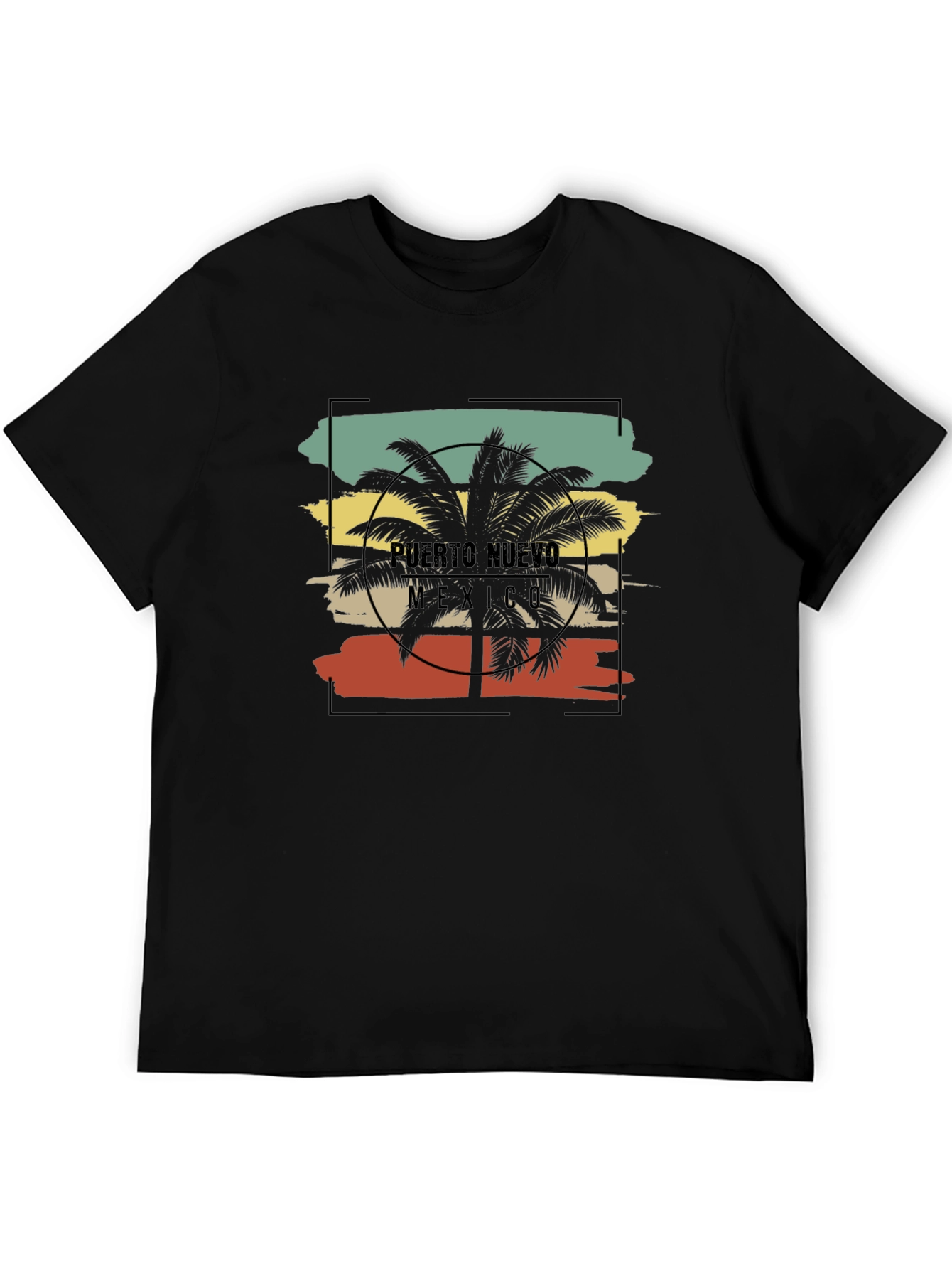 Puerto Nuevo Mexico Palm Tree Graphic T-Shirt