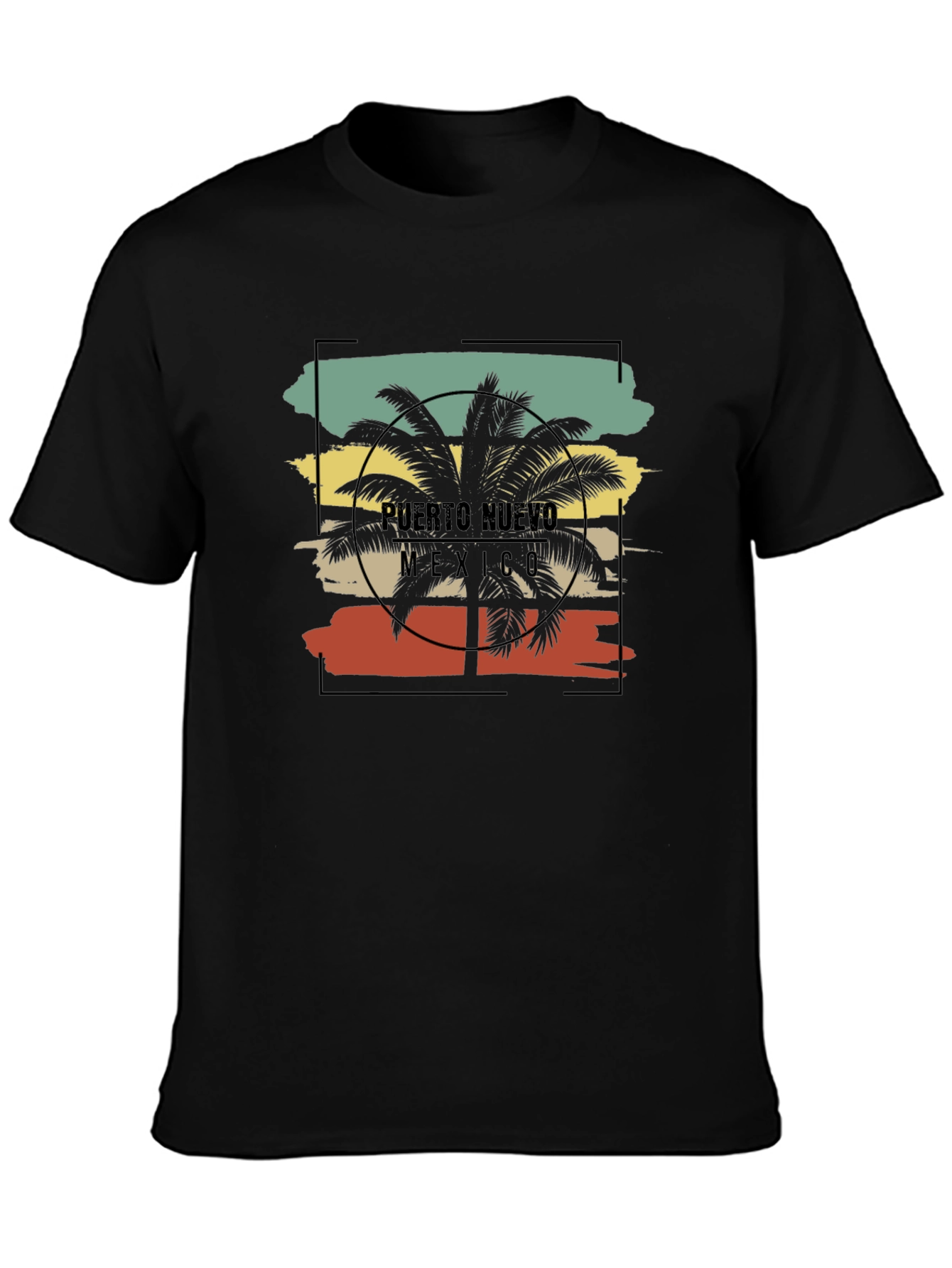 Puerto Nuevo Mexico Palm Tree Graphic T-Shirt