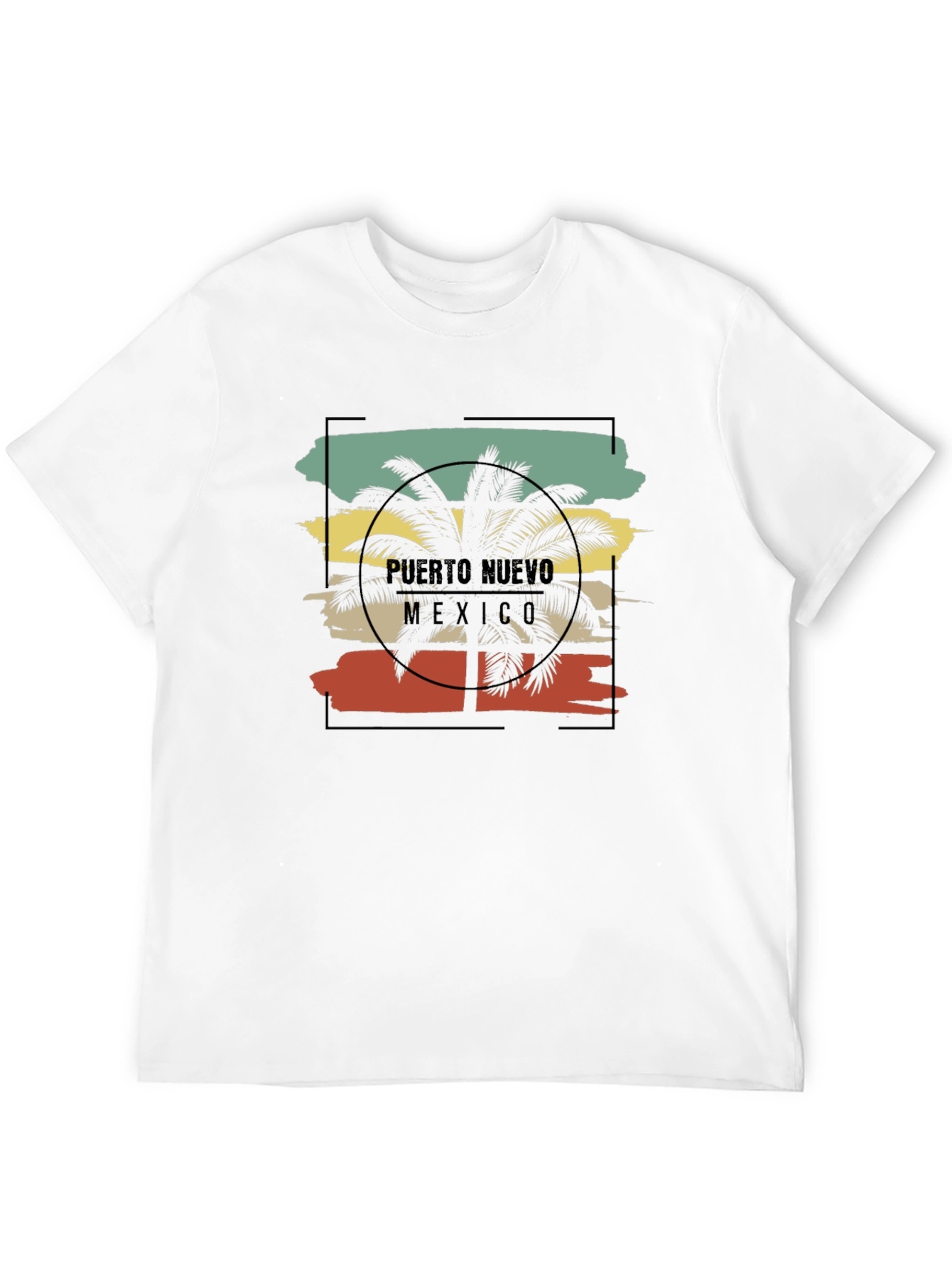 Puerto Nuevo Mexico Palm Tree Graphic T-Shirt
