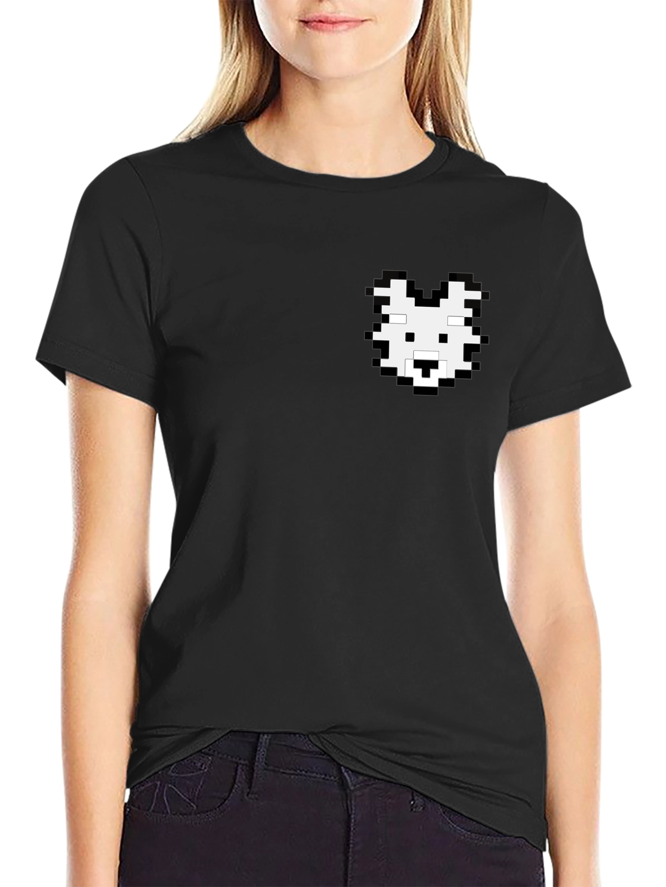 Pixel Art Dog T-Shirt - Black Cotton Tee