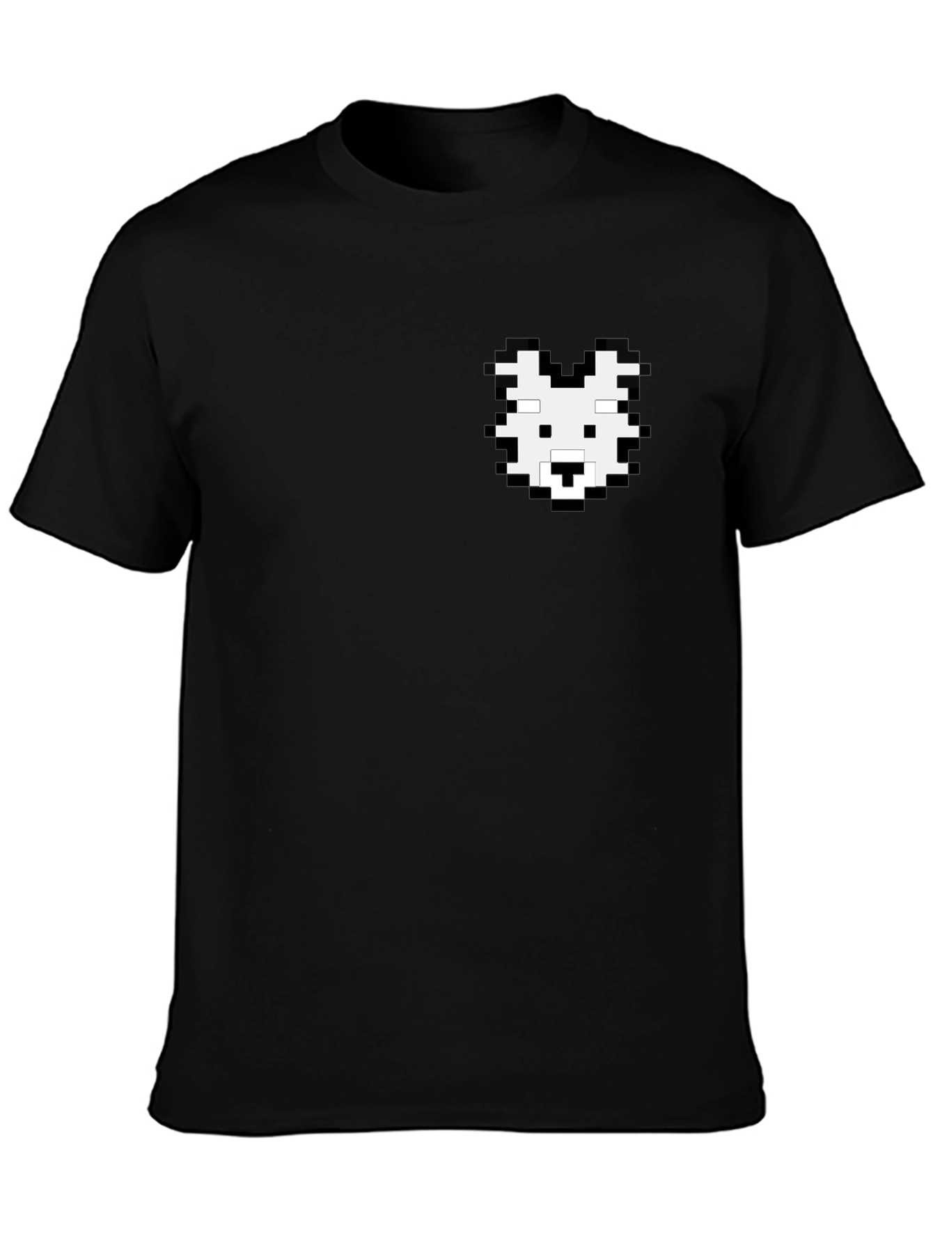 Pixel Art Dog T-Shirt - Black Cotton Tee