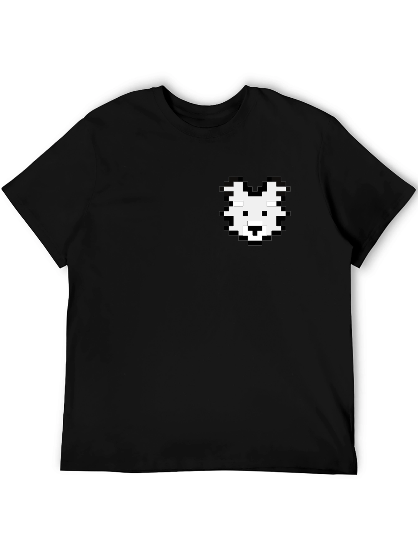 Pixel Art Dog T-Shirt - Black Cotton Tee