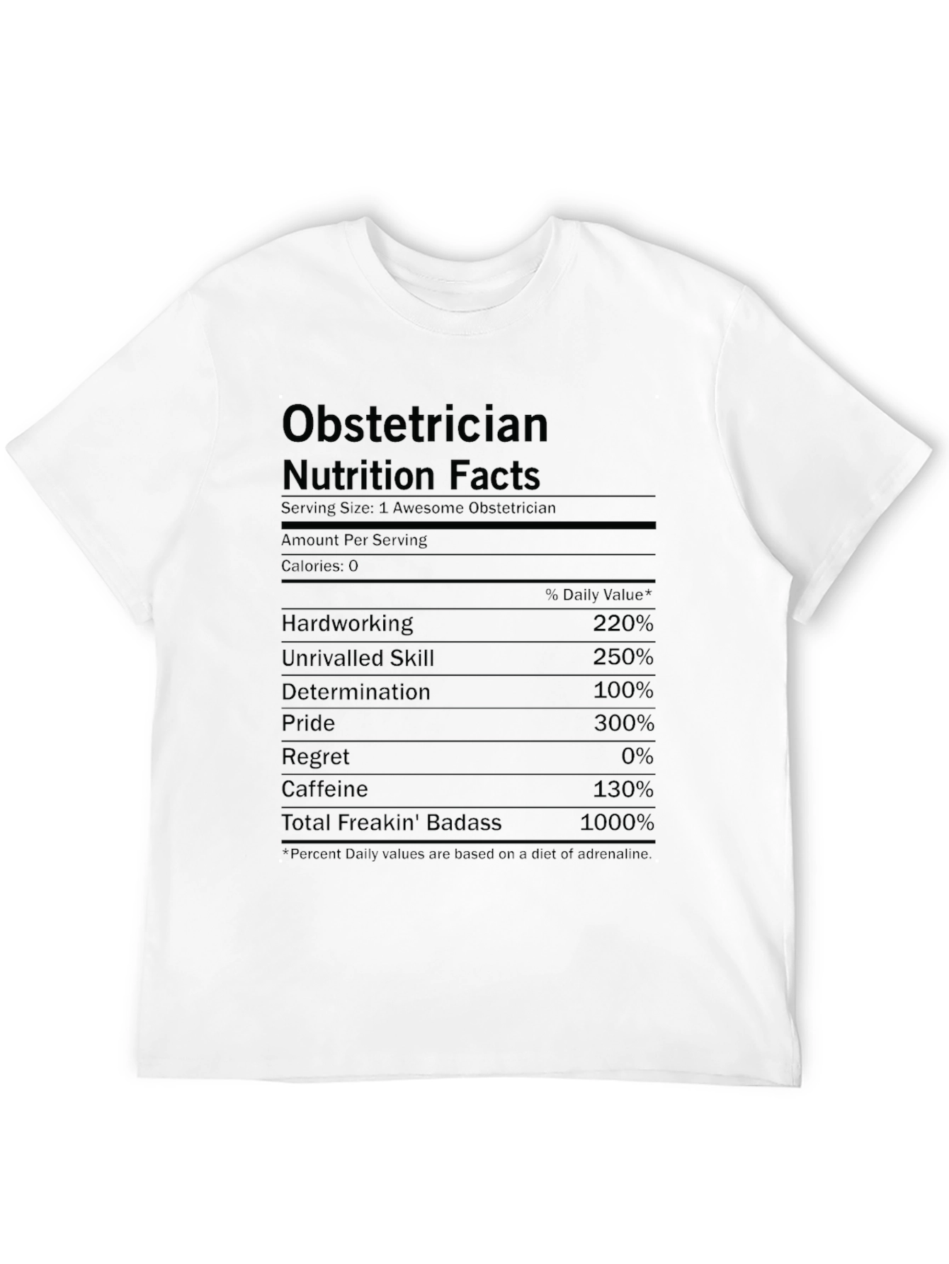 Obstetrician Nutrition Facts T-Shirt - Funny Doctor Gift