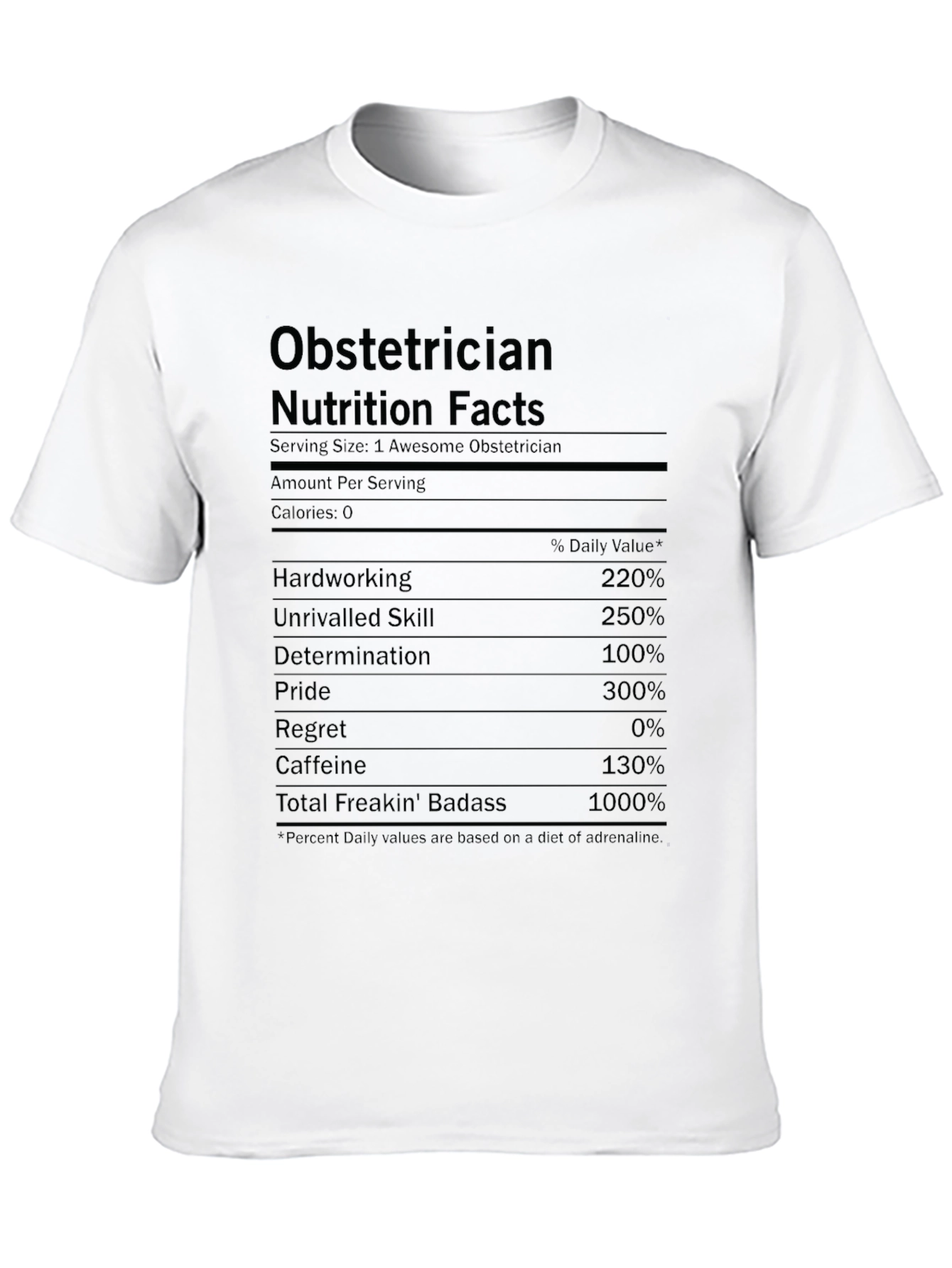 Obstetrician Nutrition Facts T-Shirt - Funny Doctor Gift