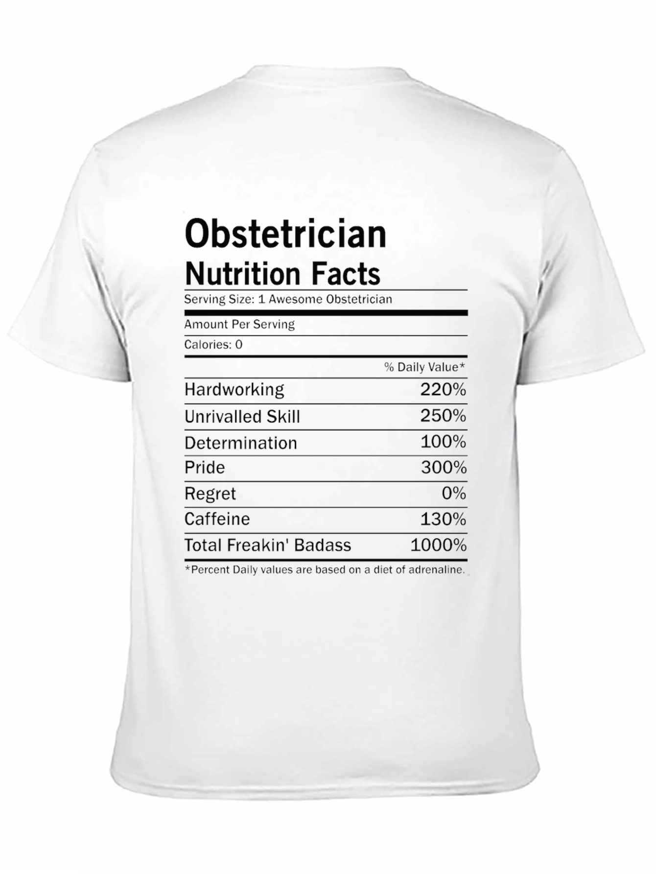 Obstetrician Nutrition Facts T-Shirt - Funny Doctor Gift