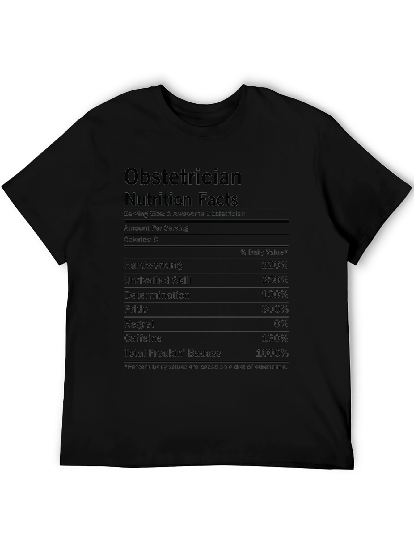 Obstetrician Nutrition Facts T-Shirt - Funny Doctor Gift