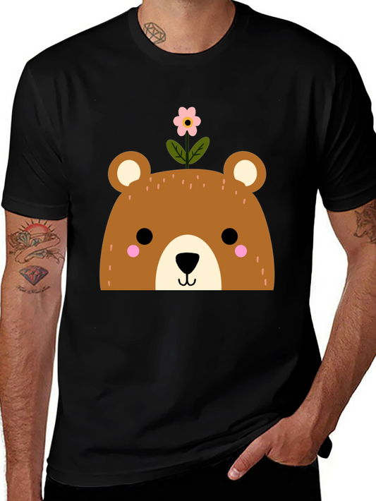 Cute Bear with Flower Graphic T-Shirt