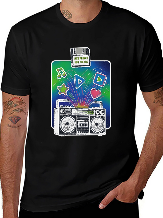 Retro Boombox Graphic Tee - Vintage Style T-Shirt