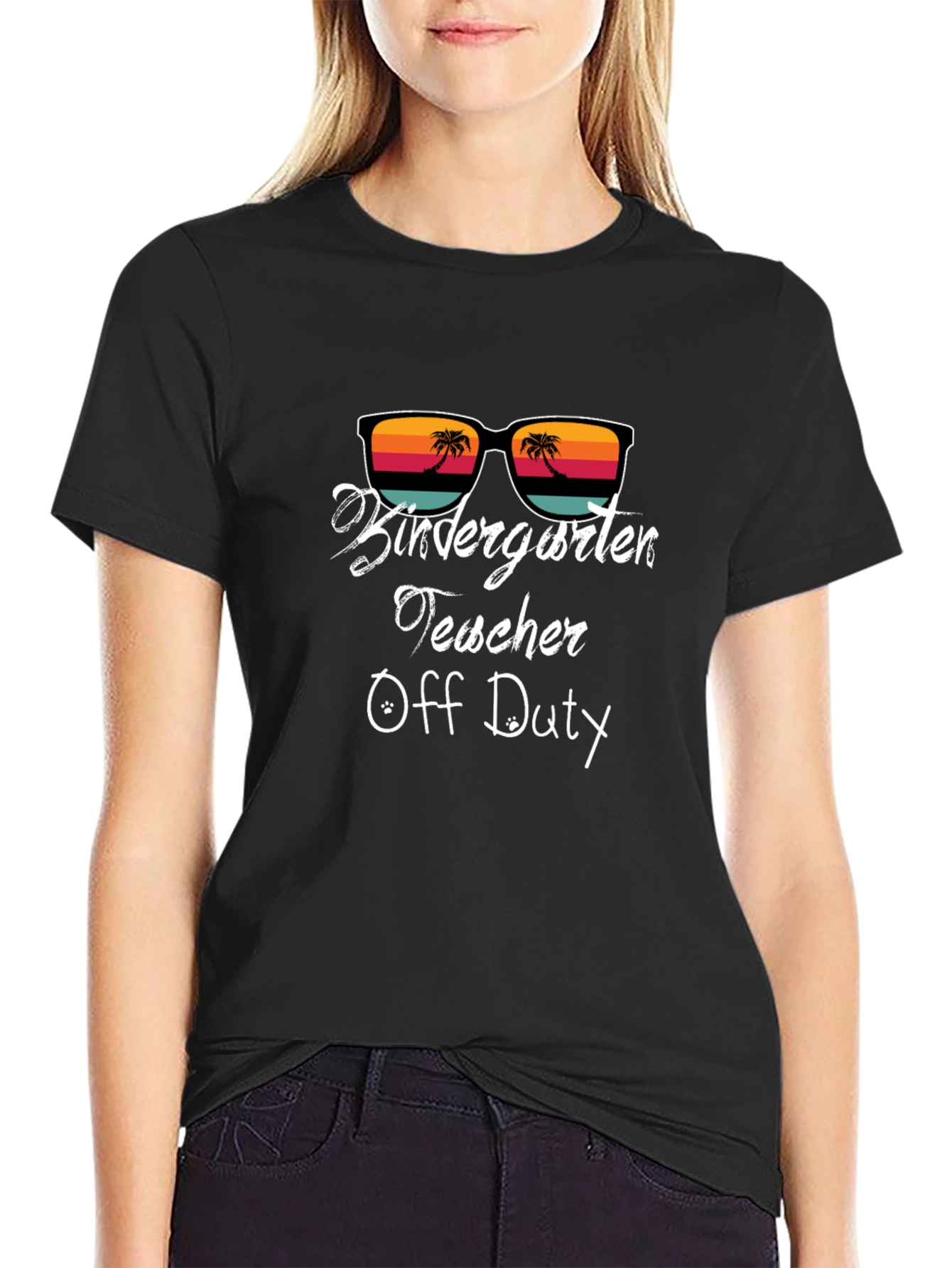 Kindergarten Teacher Off Duty Black T-Shirt