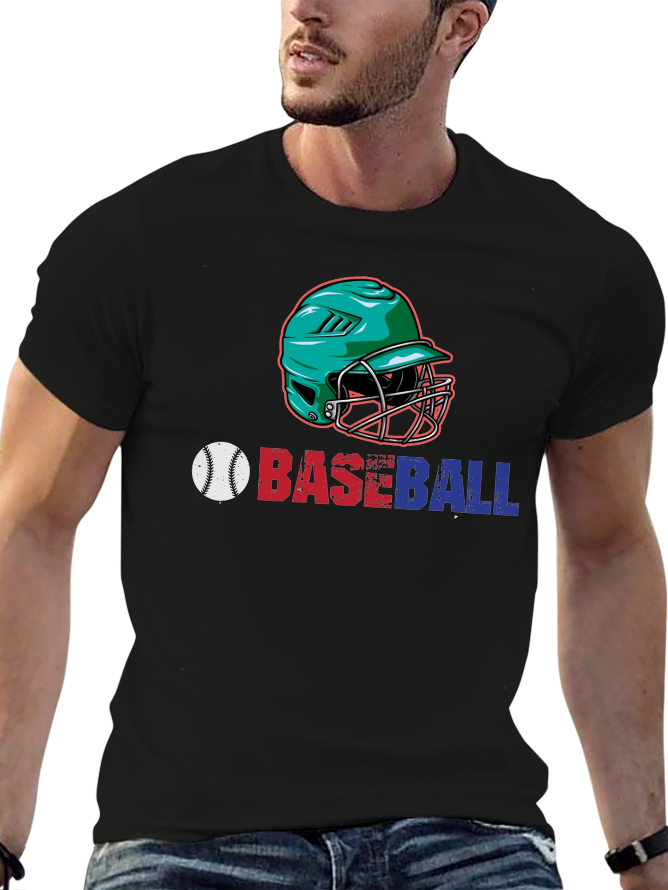 Baseball Helmet Graphic T-Shirt