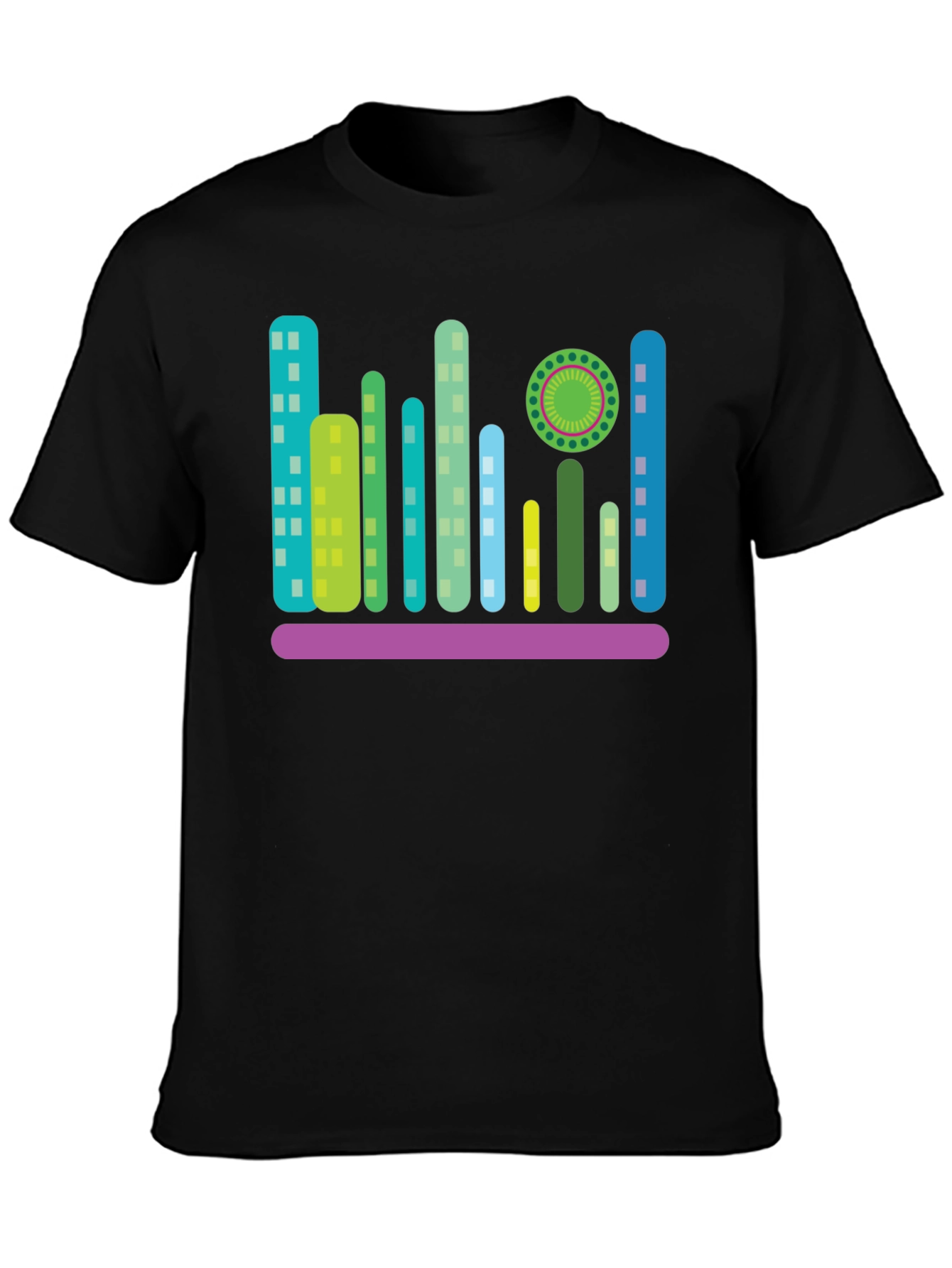 Modern Cityscape Graphic T-Shirt - Black
