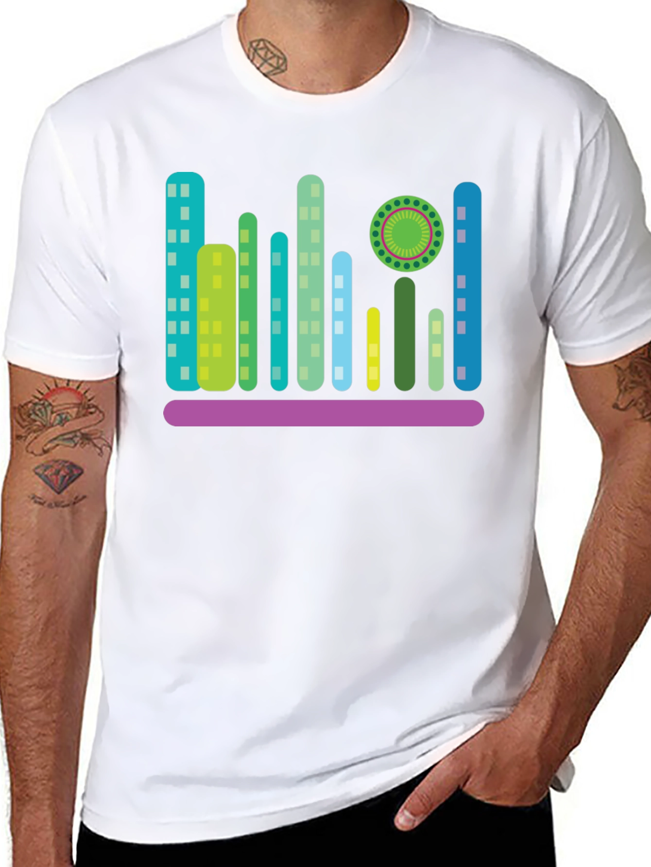 Modern Cityscape Graphic T-Shirt - Black