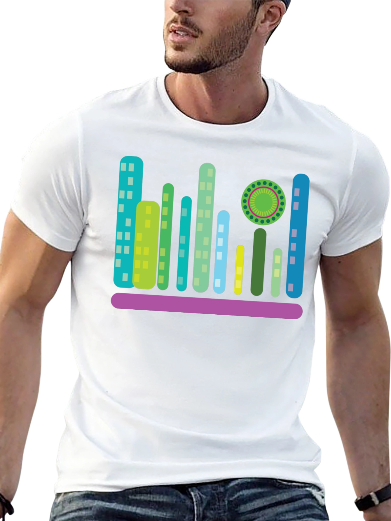 Modern Cityscape Graphic T-Shirt - Black
