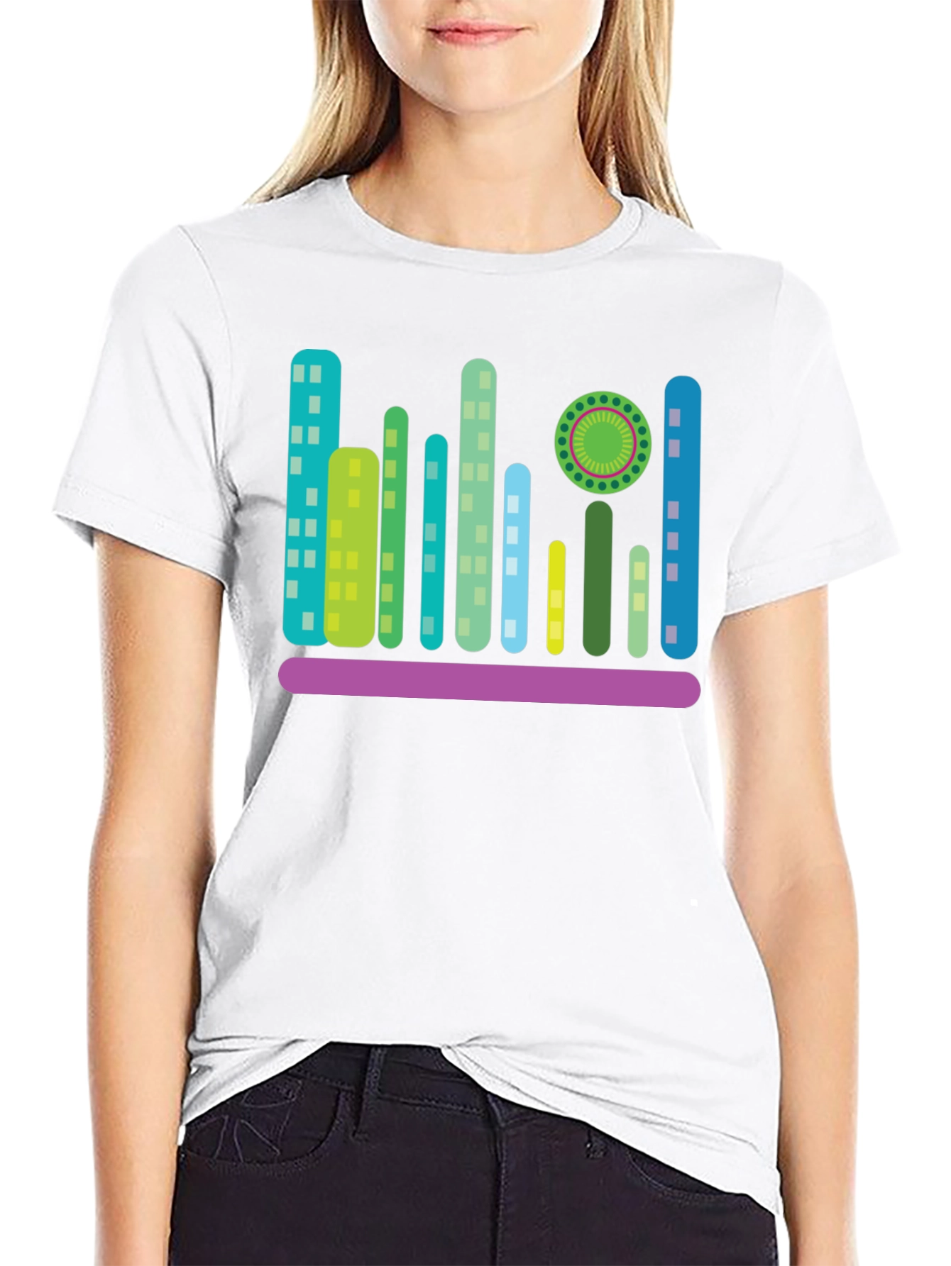 Modern Cityscape Graphic T-Shirt - Black