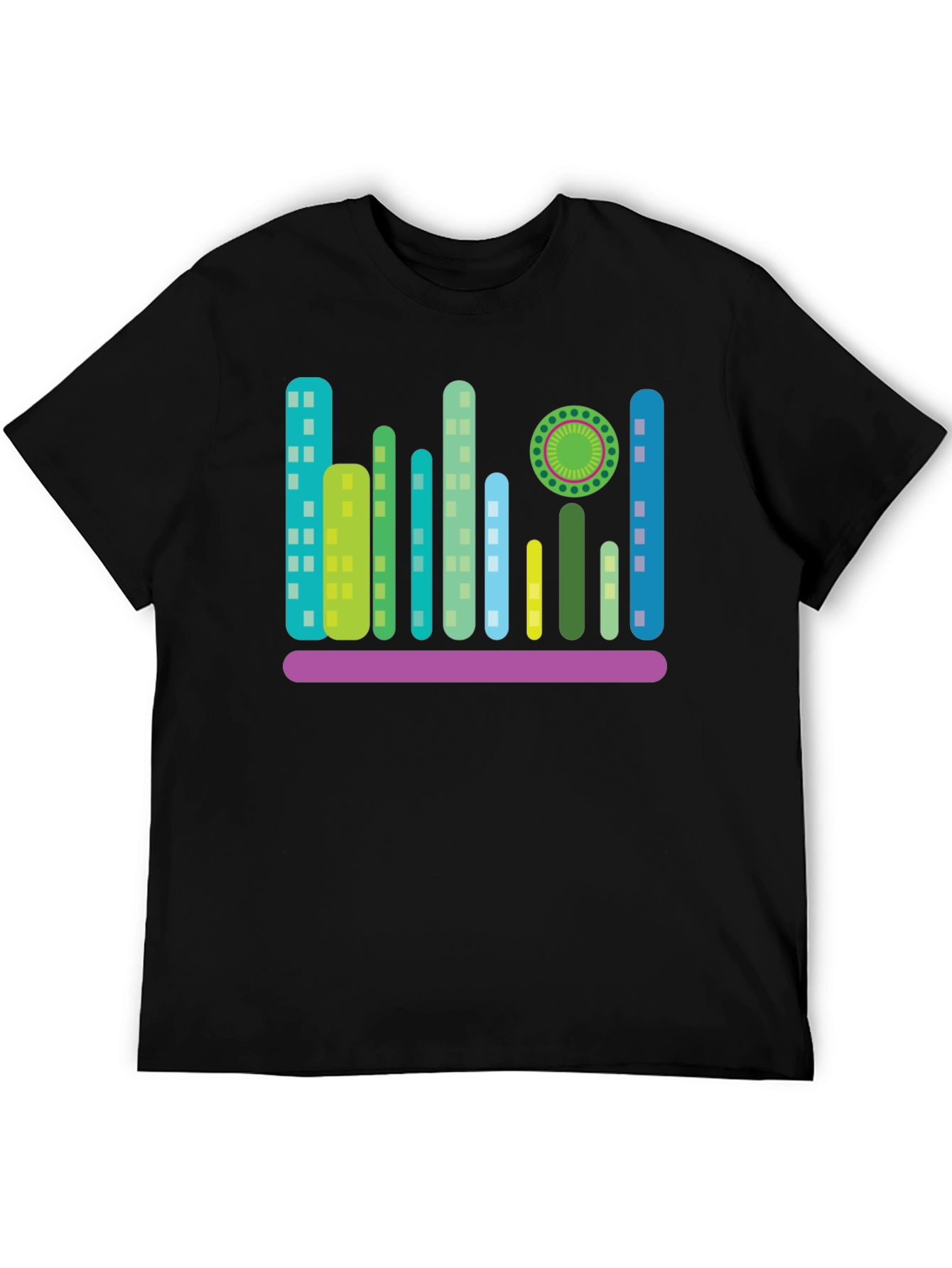 Modern Cityscape Graphic T-Shirt - Black