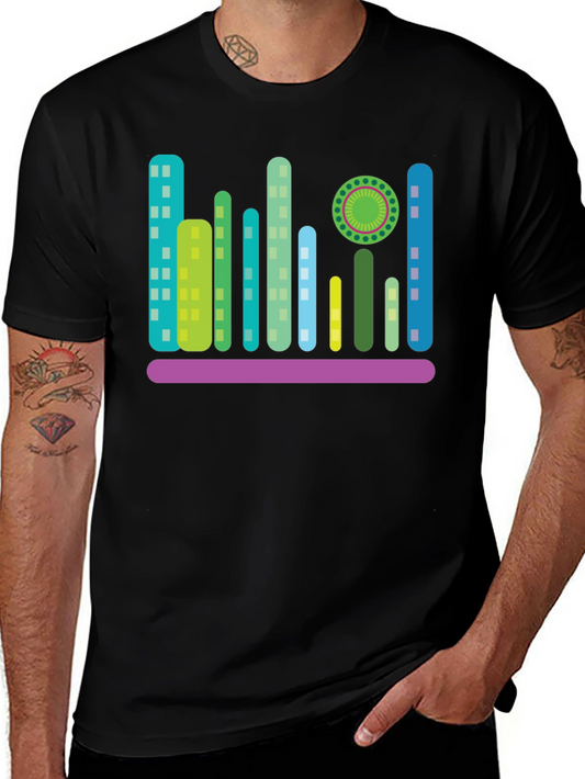 Modern Cityscape Graphic T-Shirt - Black