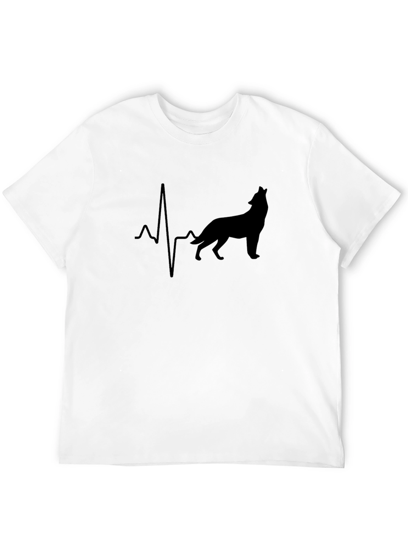 Wolf Heartbeat Black T-Shirt Animal Lover Tee