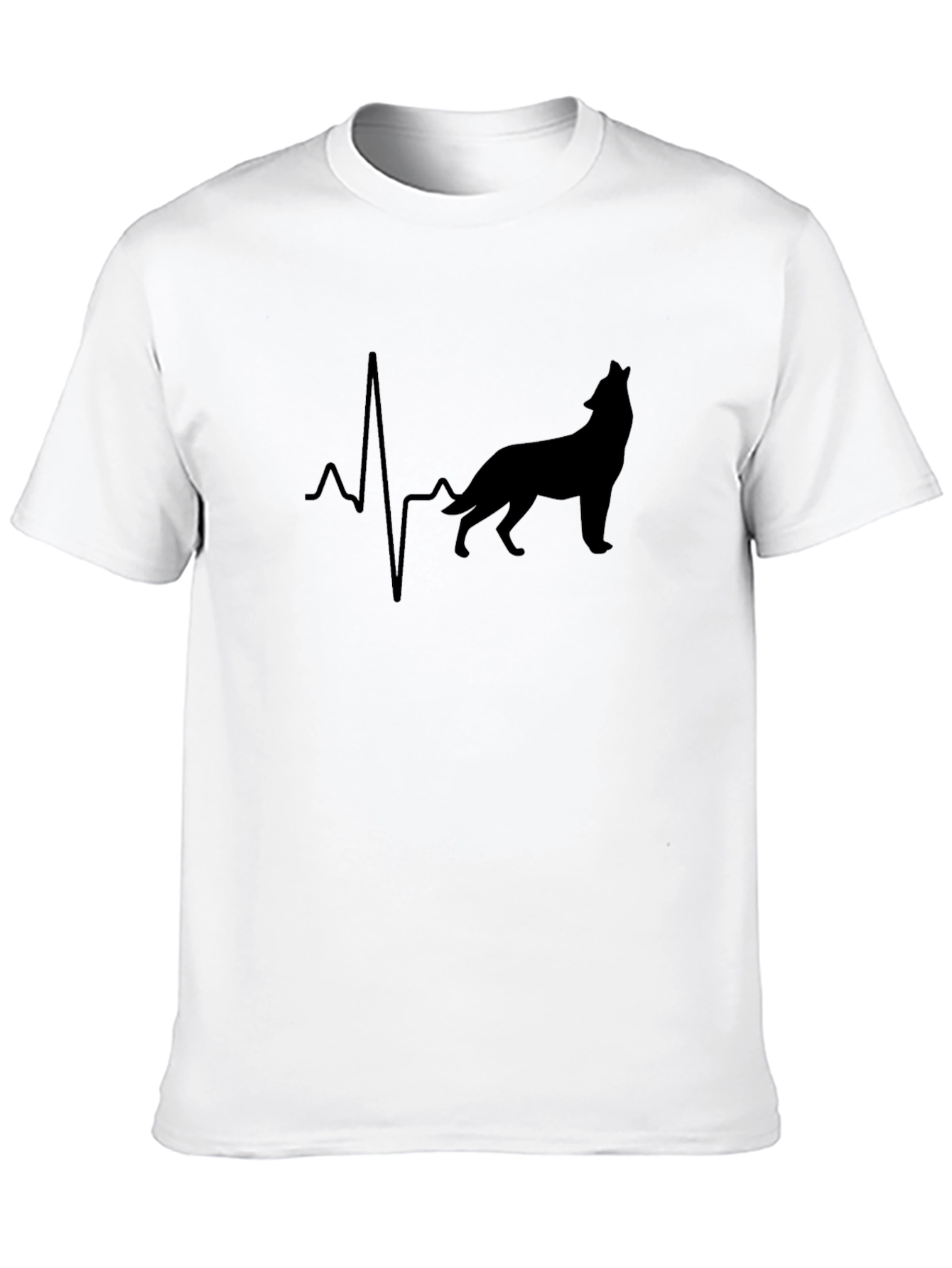Wolf Heartbeat Black T-Shirt Animal Lover Tee