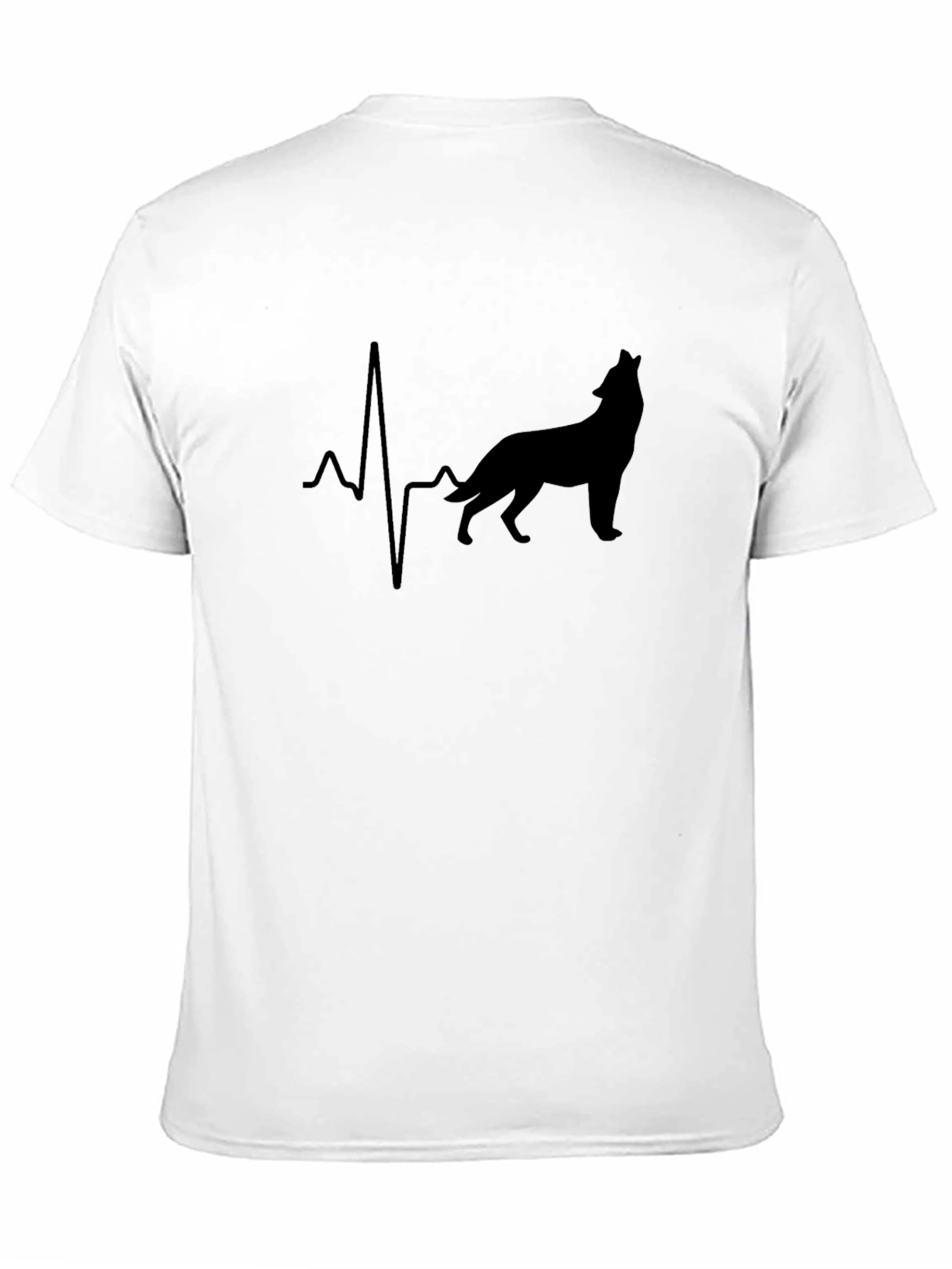 Wolf Heartbeat Black T-Shirt Animal Lover Tee