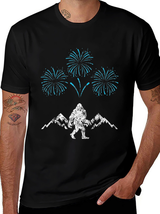 Bigfoot Fireworks Graphic Tee - Black Cotton Blend