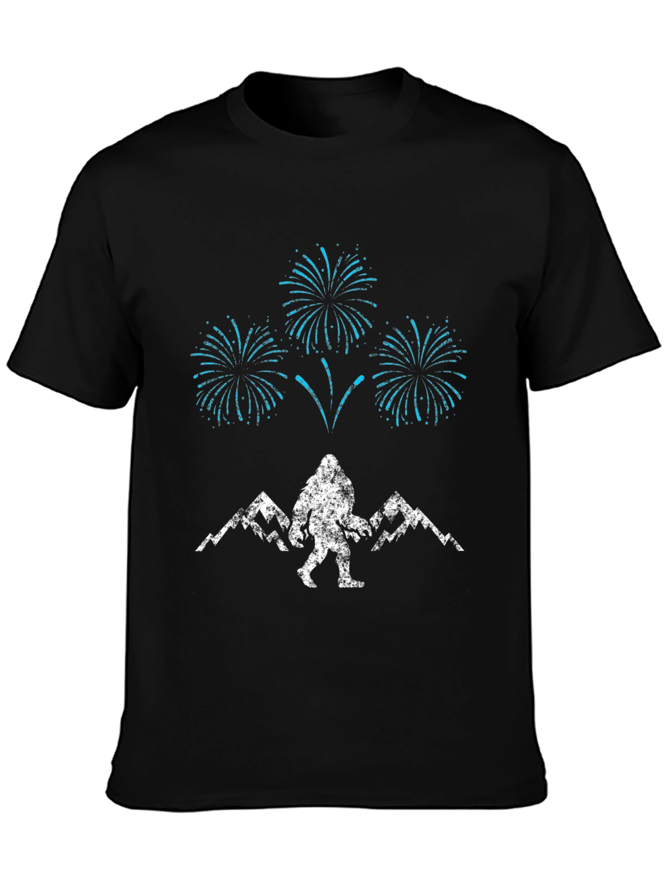 Bigfoot Fireworks Graphic Tee - Black Cotton Blend
