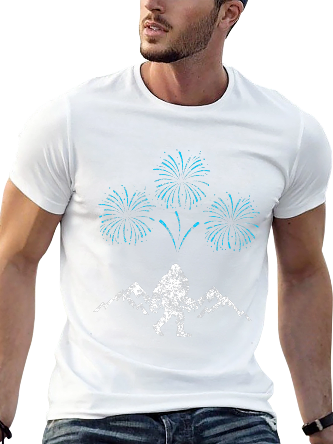 Bigfoot Fireworks Graphic Tee - Black Cotton Blend