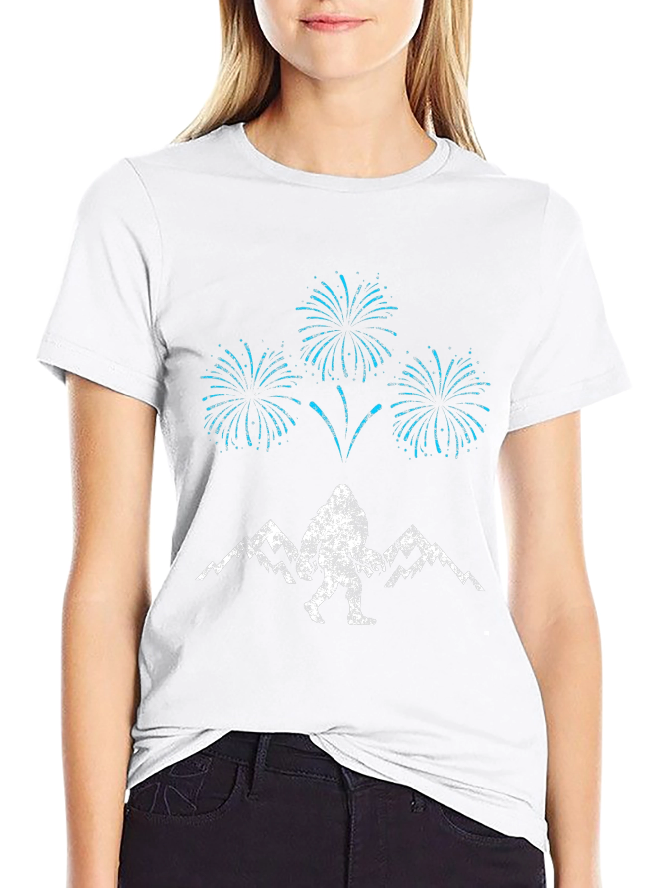Bigfoot Fireworks Graphic Tee - Black Cotton Blend