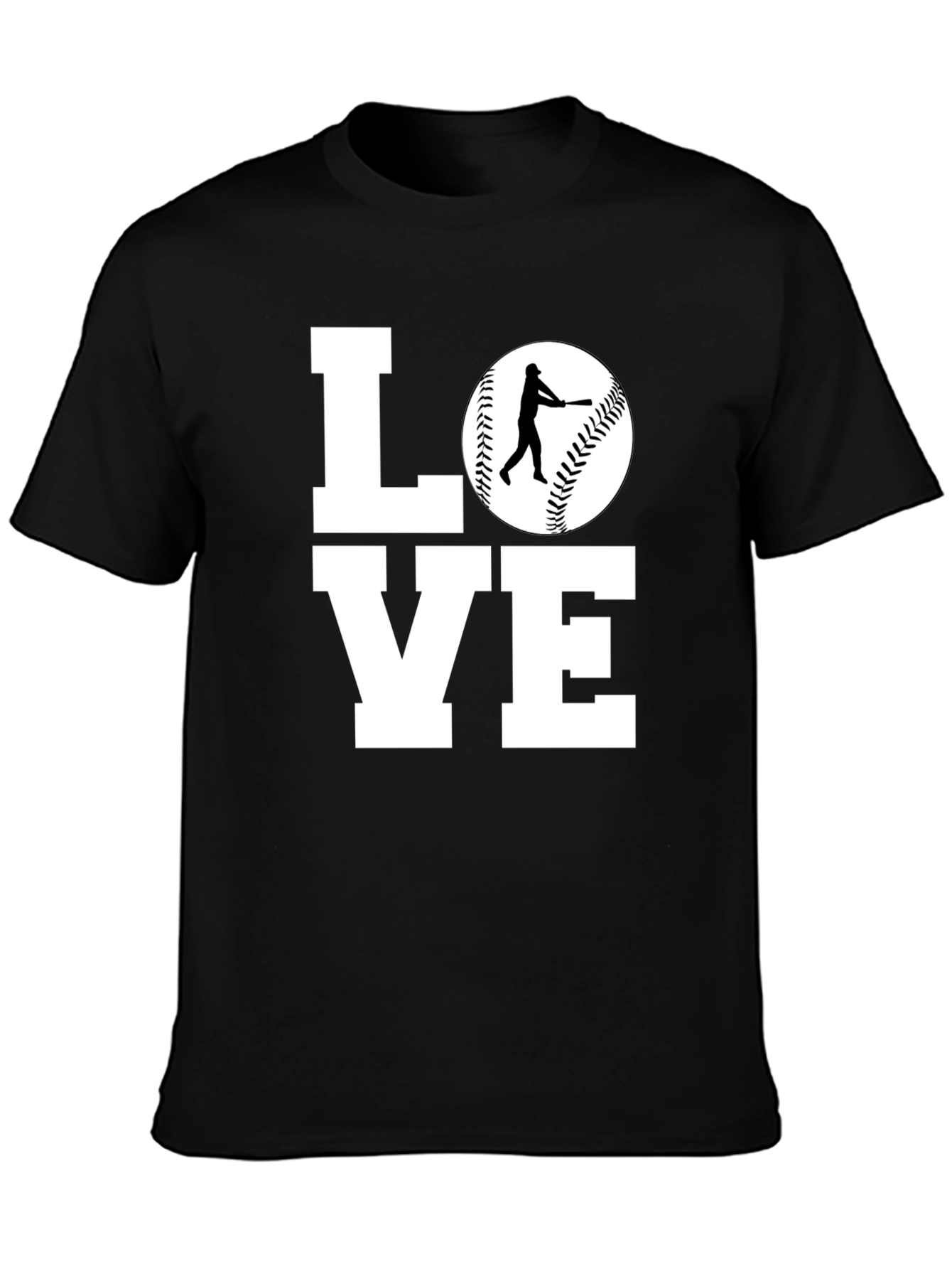 Baseball LOVE Graphic Tee - Black Cotton Shirt