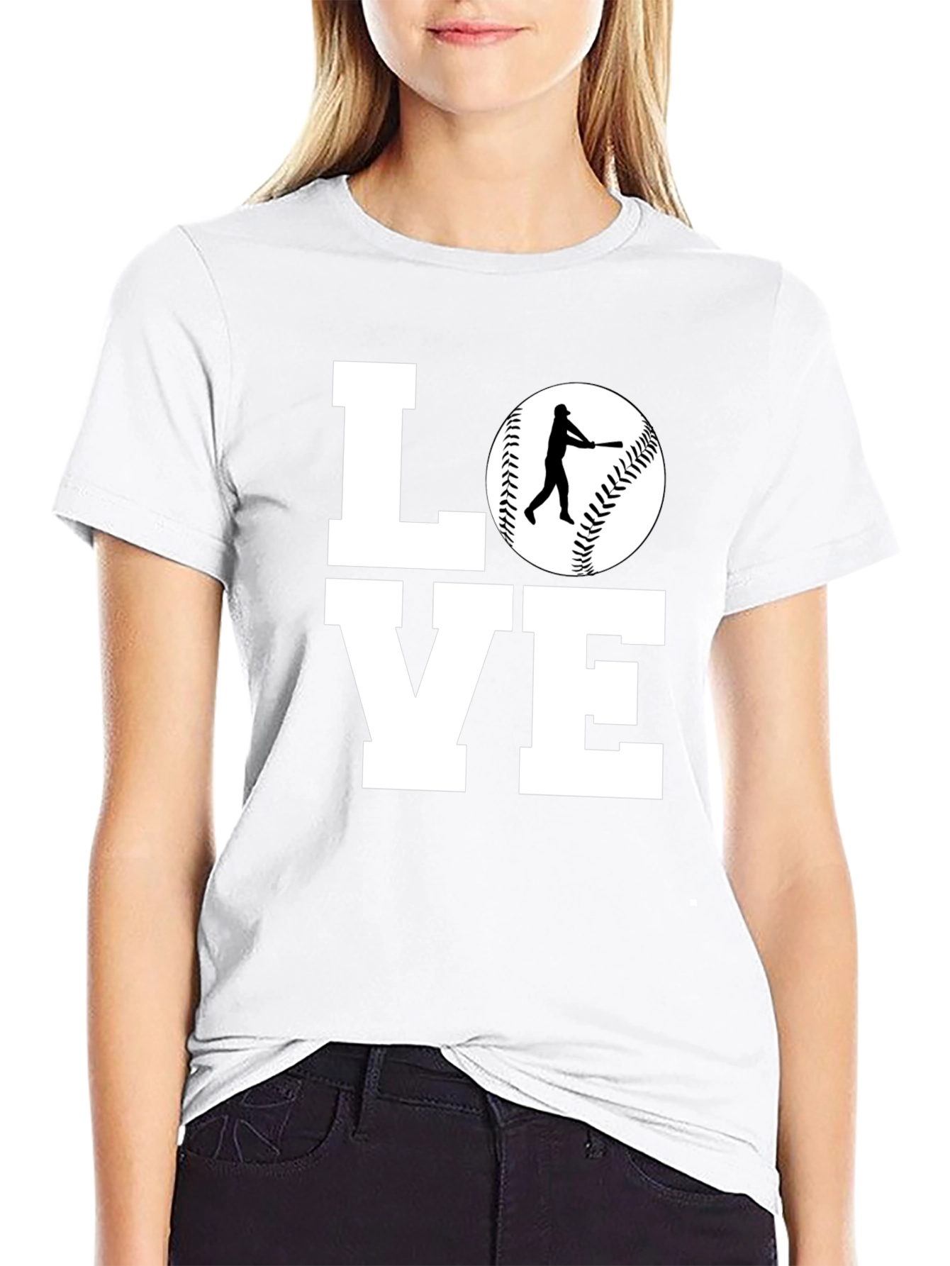 Baseball LOVE Graphic Tee - Black Cotton Shirt