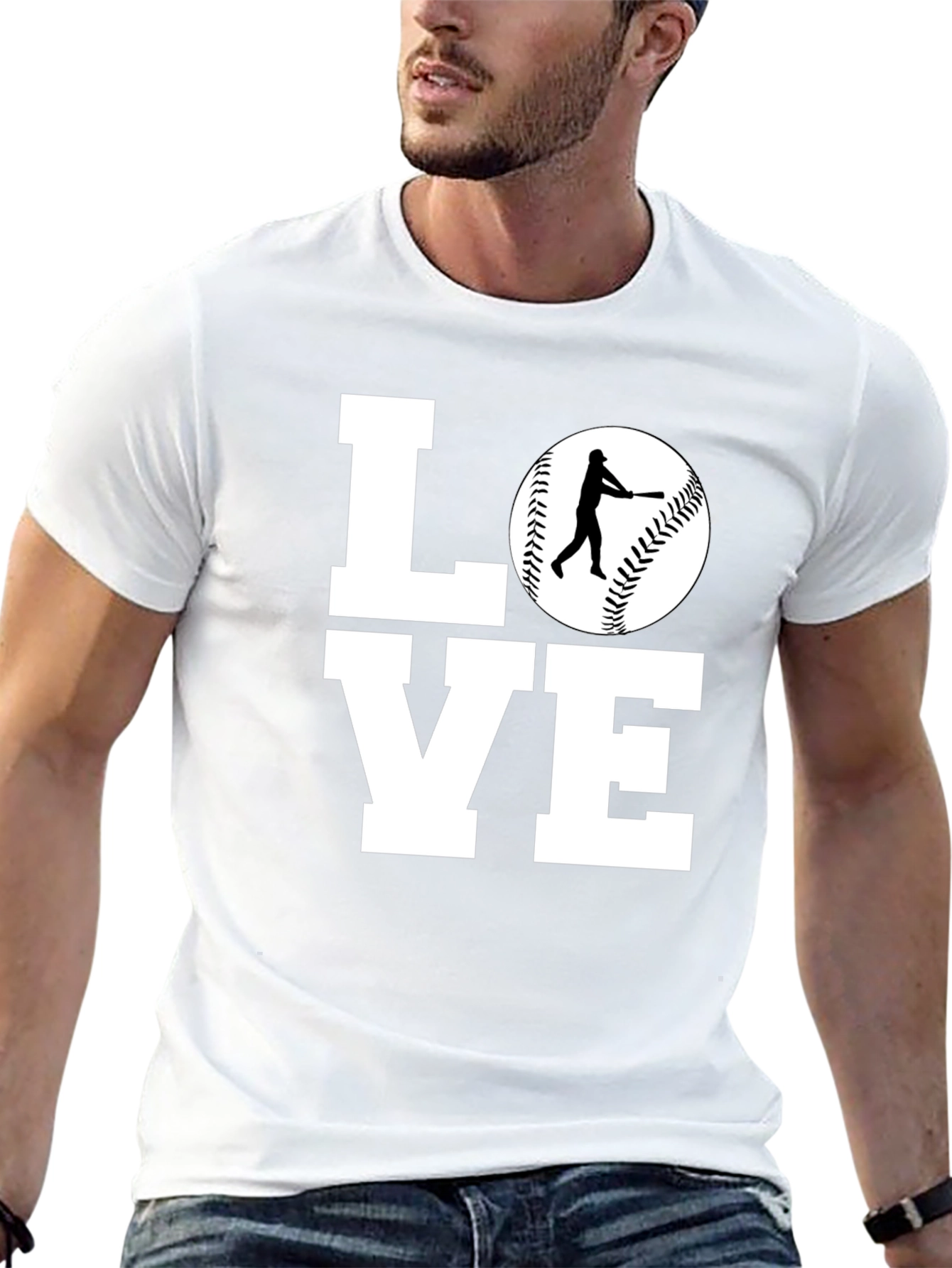 Baseball LOVE Graphic Tee - Black Cotton Shirt
