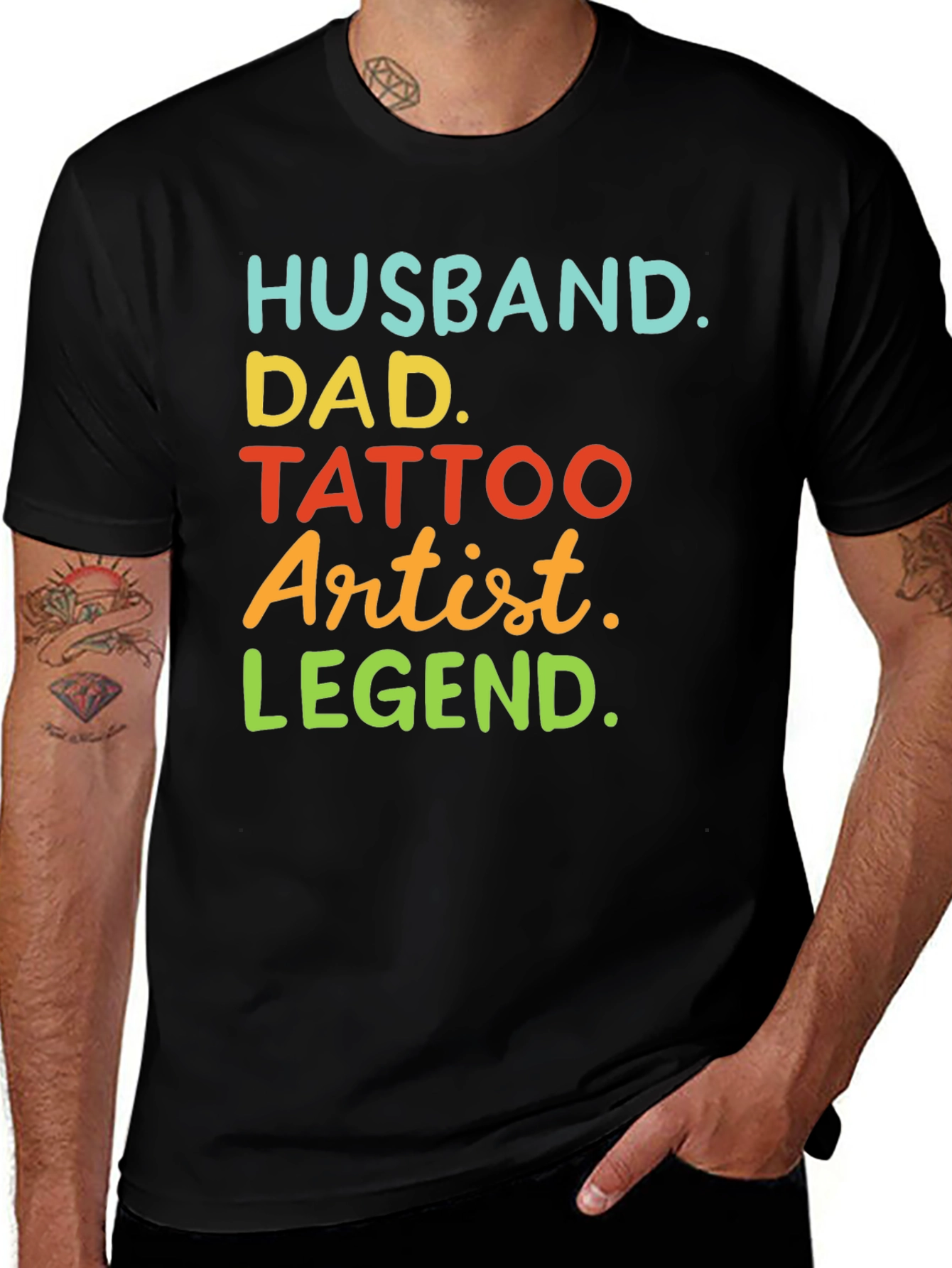 Husband Dad Tattoo Artist Legend T-Shirt