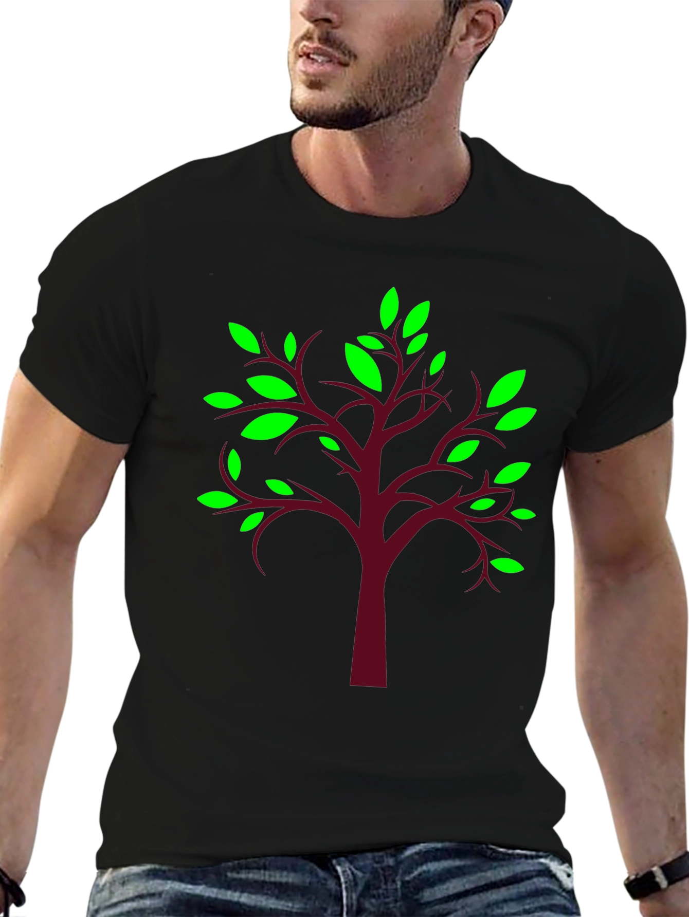 Nature Tree Graphic Tee - Stylish Mens Black T-Shirt