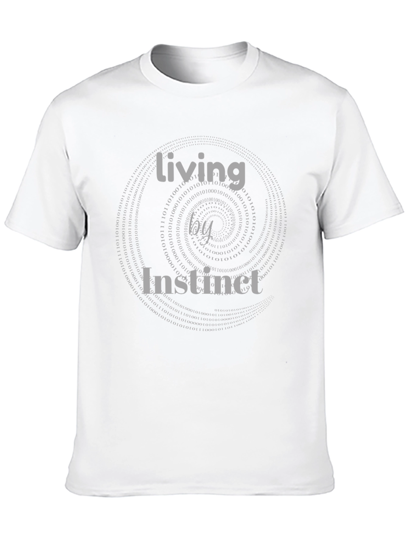 Living by Instinct T-Shirt - Binary Code Spiral Design