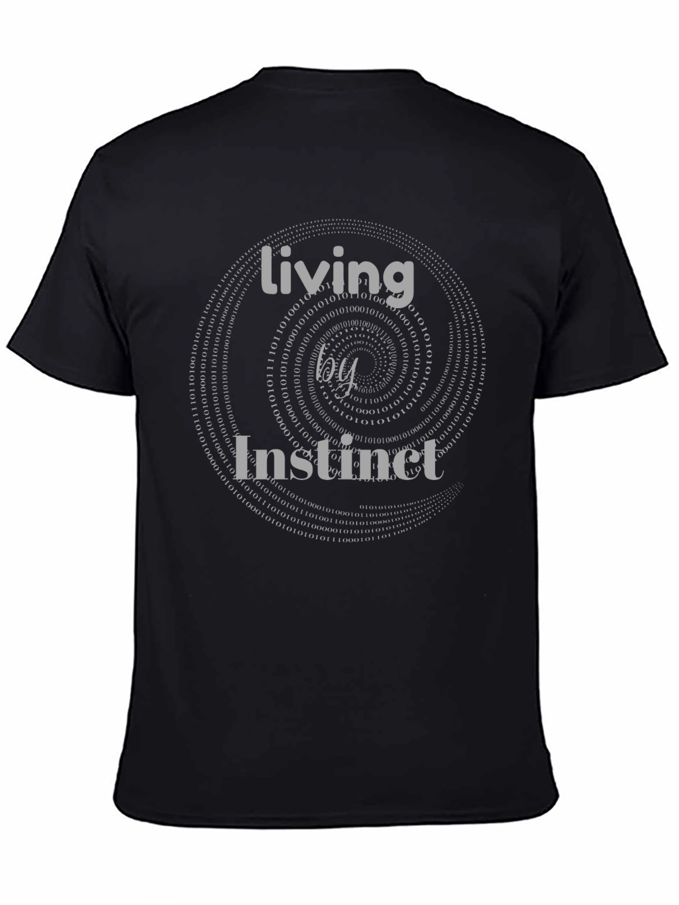 Living by Instinct T-Shirt - Binary Code Spiral Design