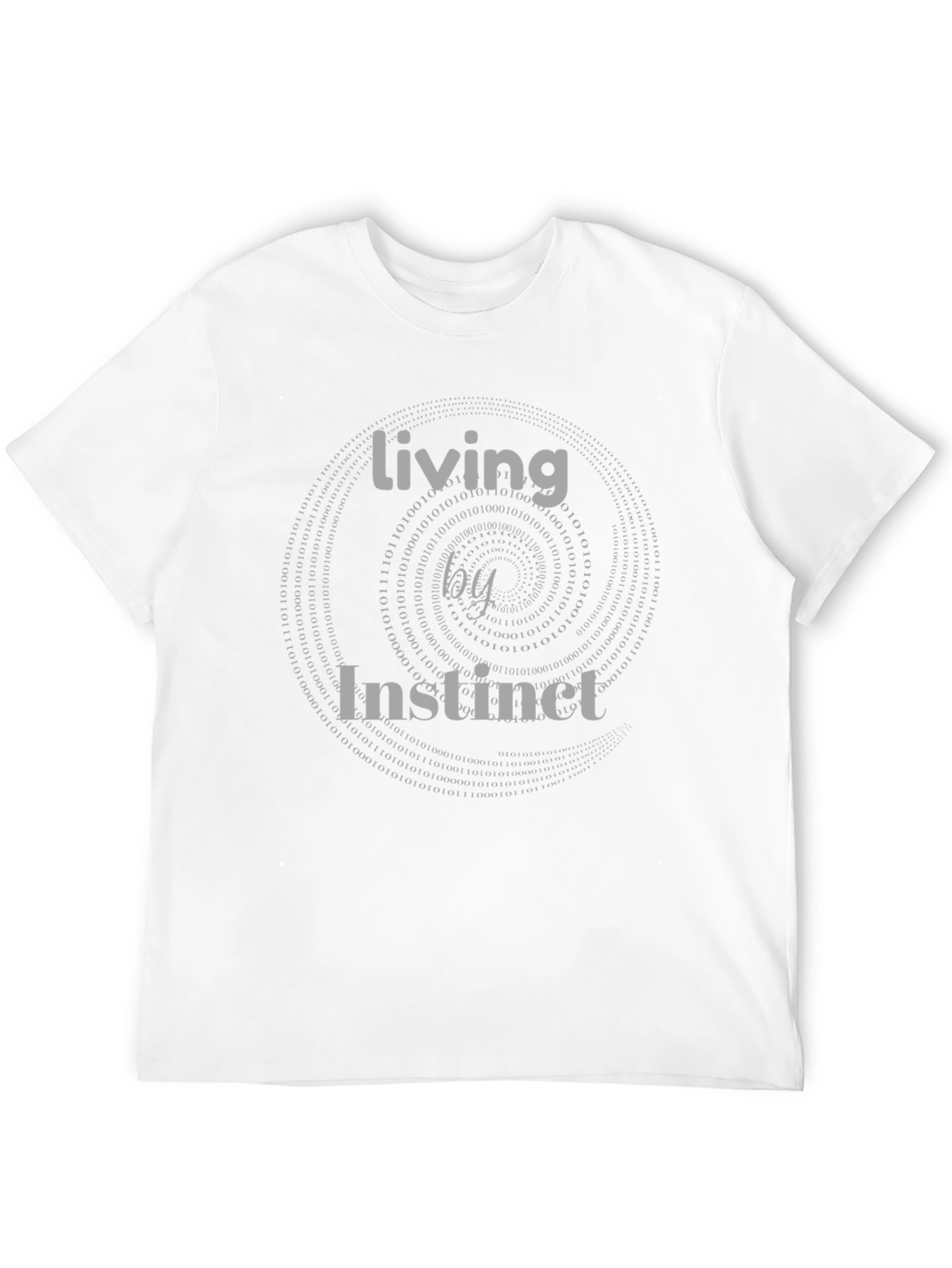 Living by Instinct T-Shirt - Binary Code Spiral Design