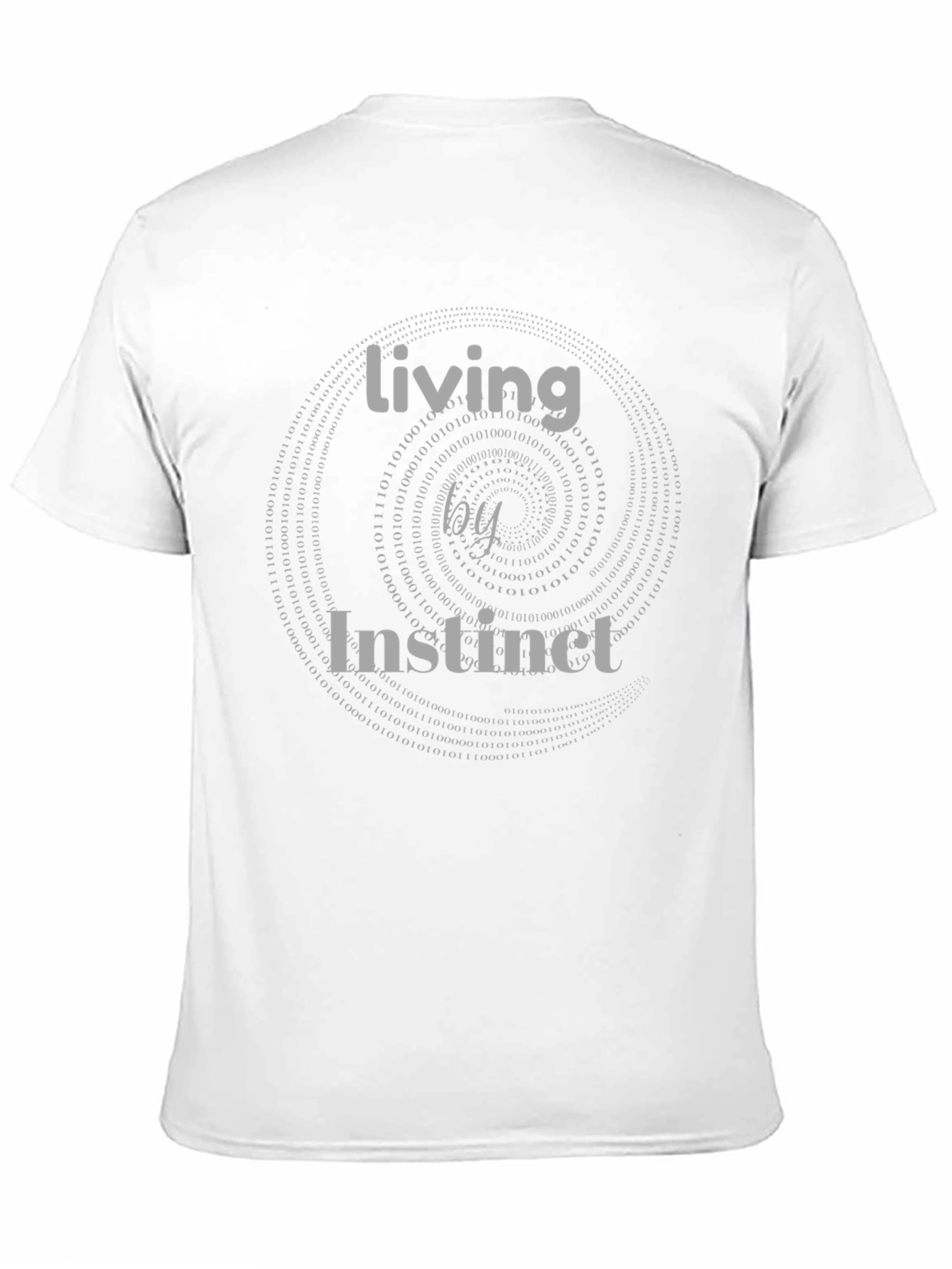 Living by Instinct T-Shirt - Binary Code Spiral Design