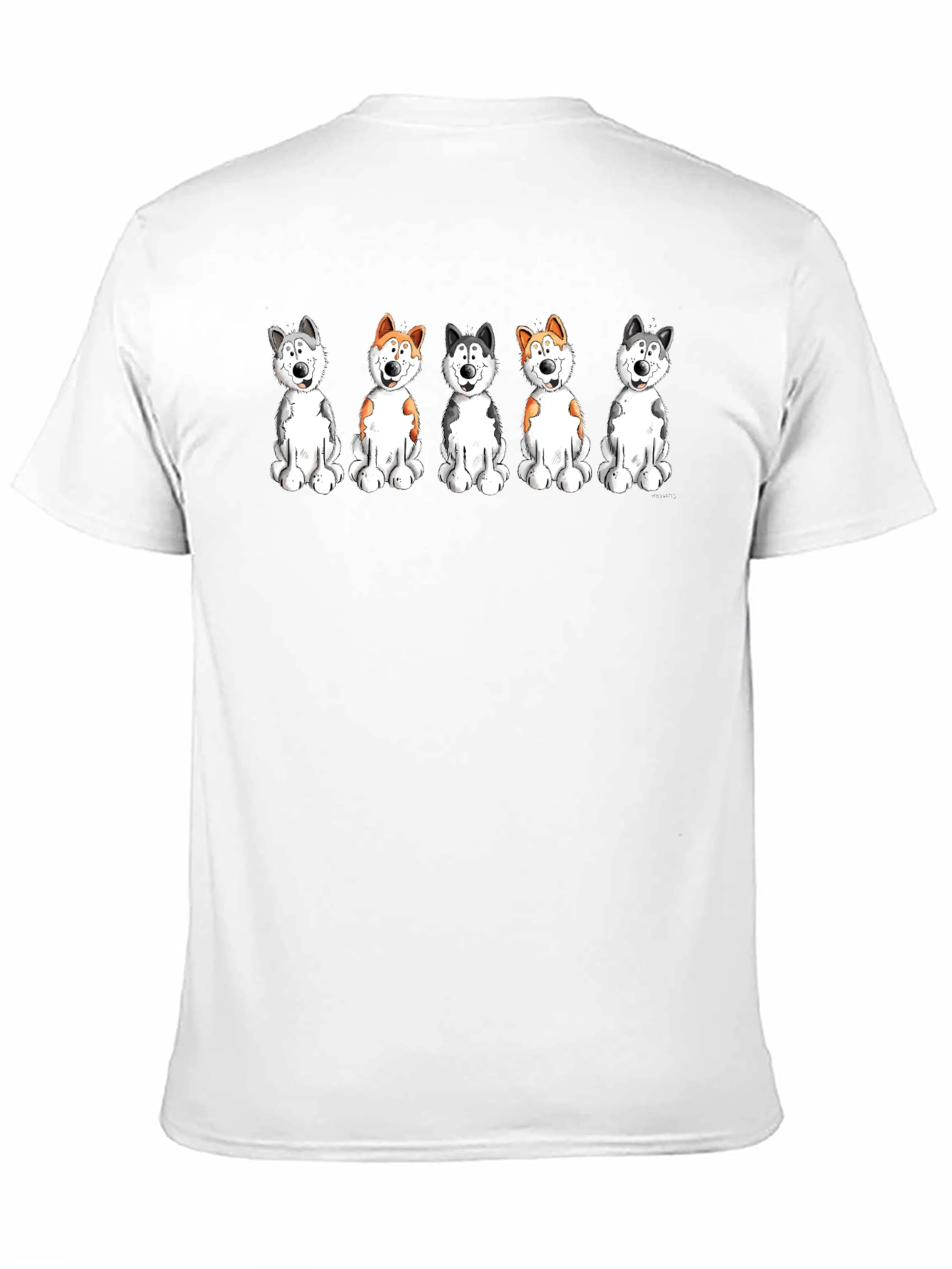 Cute Cartoon Husky Dog Graphic T-Shirt