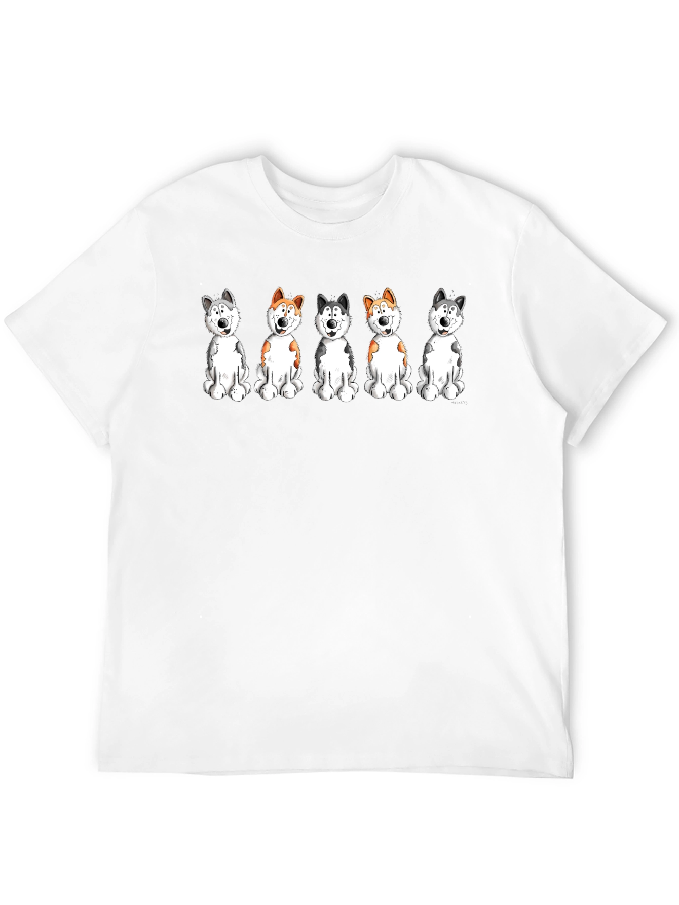 Cute Cartoon Husky Dog Graphic T-Shirt