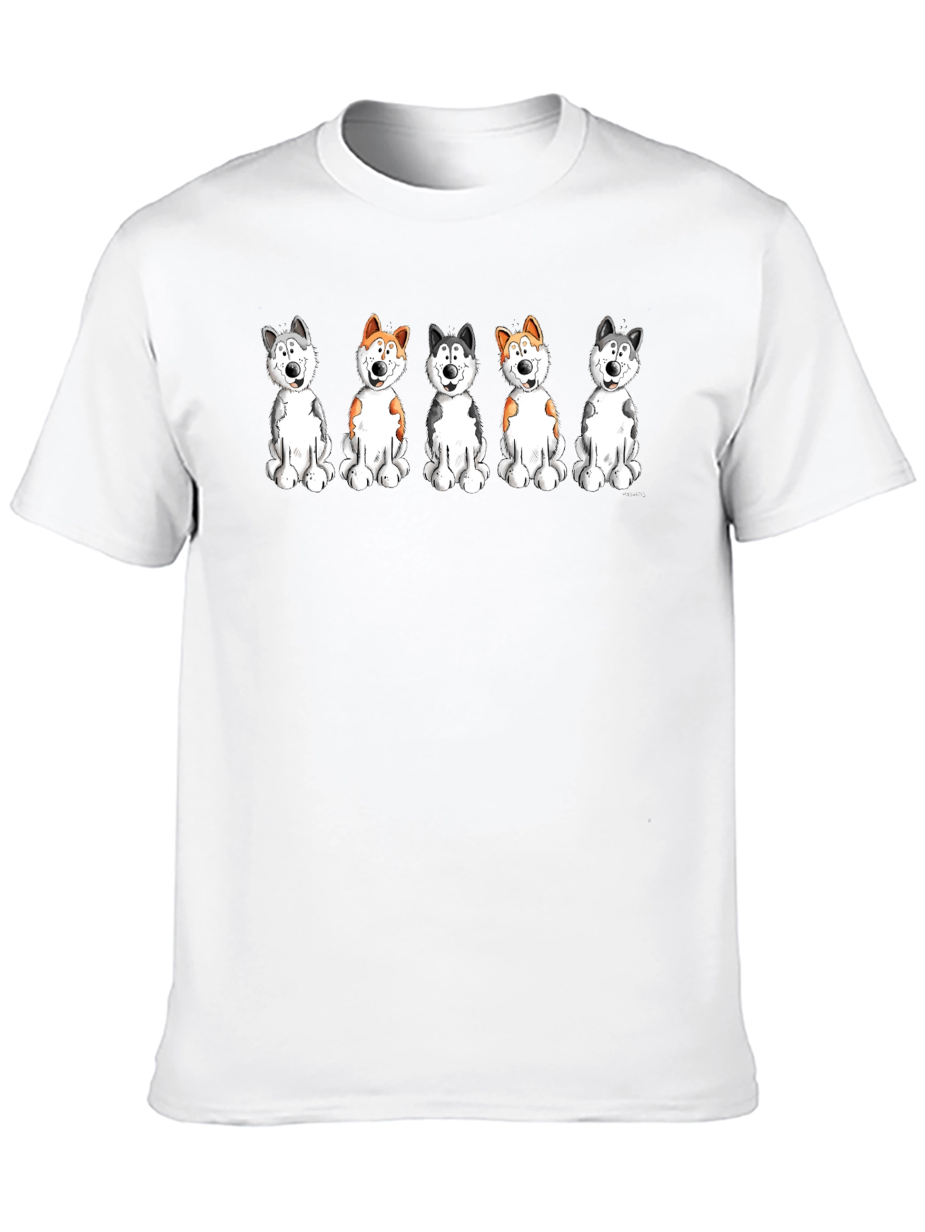 Cute Cartoon Husky Dog Graphic T-Shirt